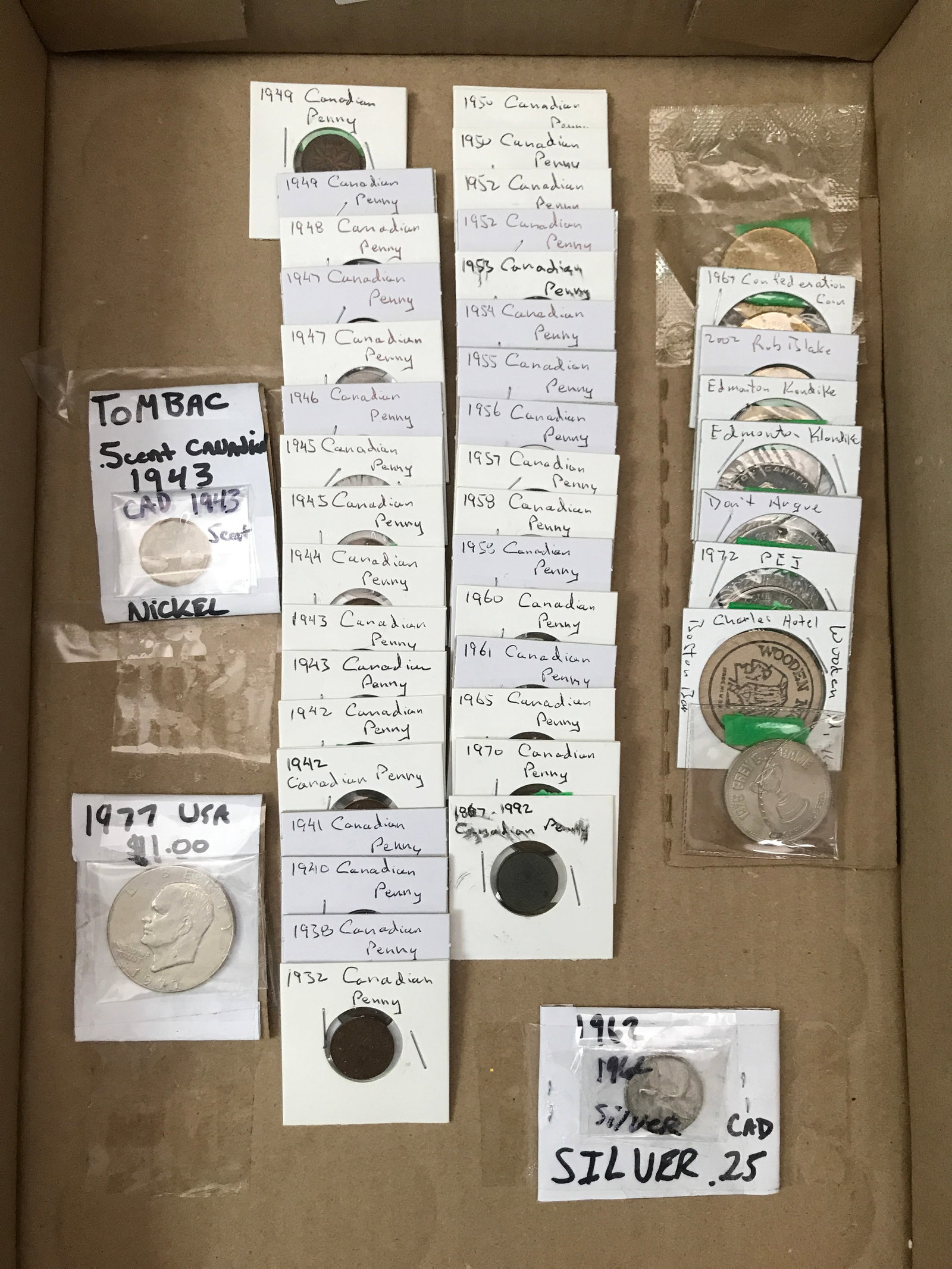 LOT OF ASSORTED AND CATEGORISED COINS - INCLUDING SEVERAL CANADIAN PENNYS: Prices are in Canadian dollars
