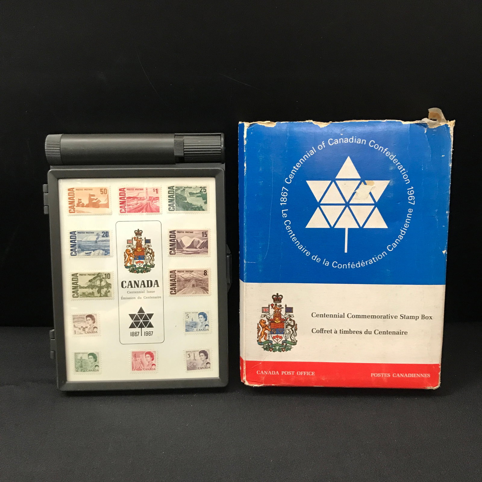 CENTENNIAL COMMEMORATIVE STAMP COLLECTION IN ORIGINAL PACKAGING: Prices are in Canadian dollars