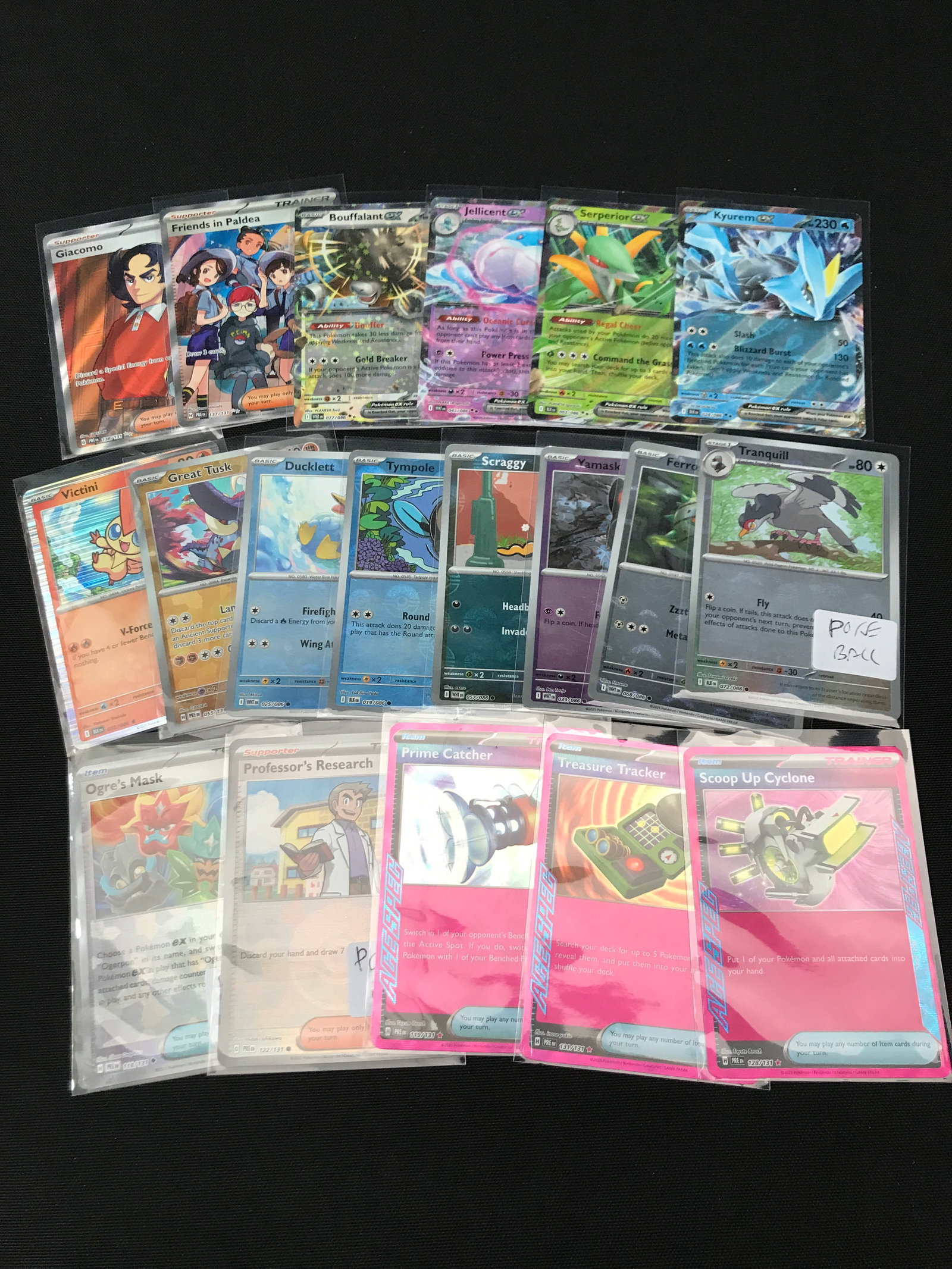 LOT OF POKEMON TCG TRADING CARDS IN INDIVIDUAL PROTECTIVE SLEEVES (1 of 1)