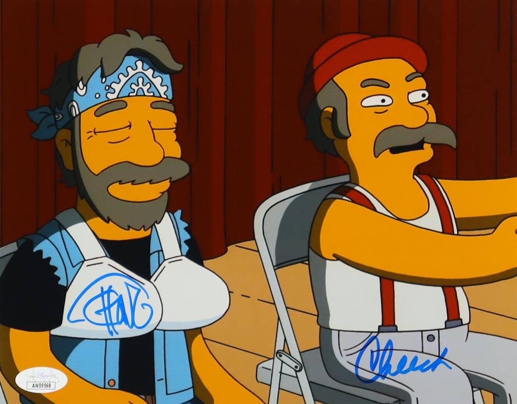 CHEECH AND CHONG SIGNED SIMPSONS 8X10 - JSA COA: Prices are in Canadian dollars