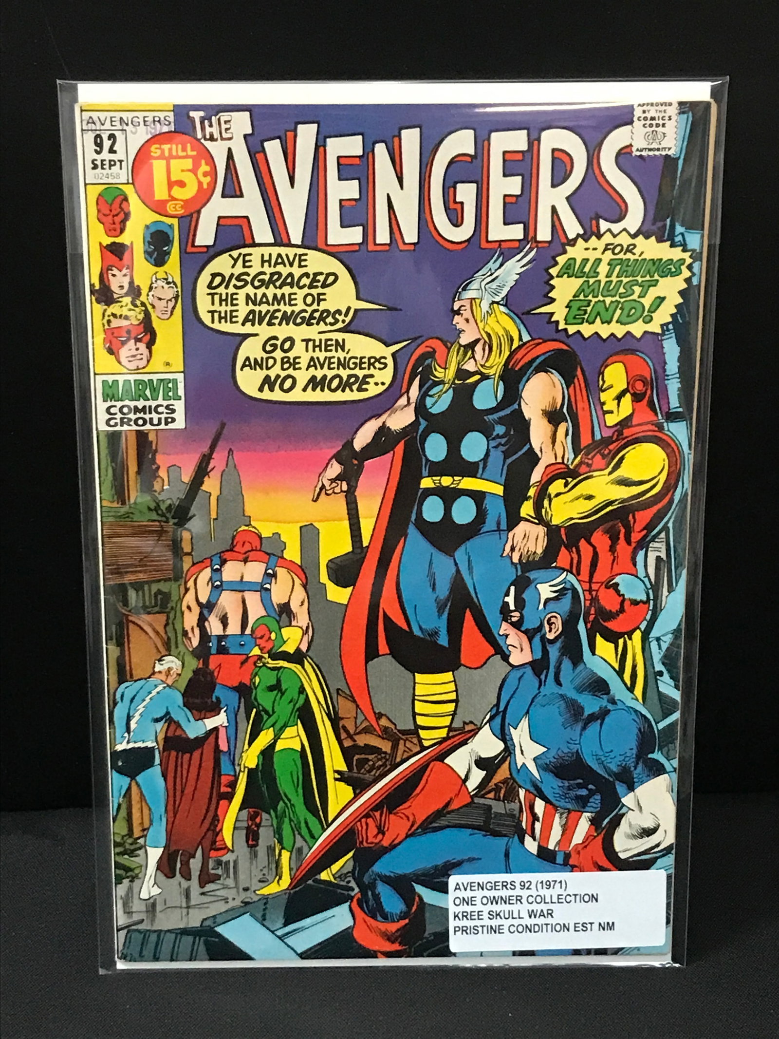 THE AVENGERS #92 (1971) ONE OWNER COLLECTION - MARVEL COMICS (1 of 1)