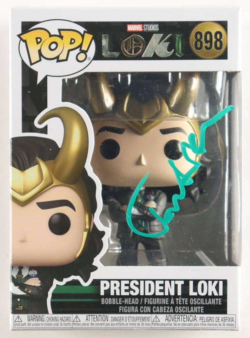 TOM HIDDLESTON SIGNED PRESIDENT LOKI FUNKO POP - PSA COA: Prices are in Canadian dollars