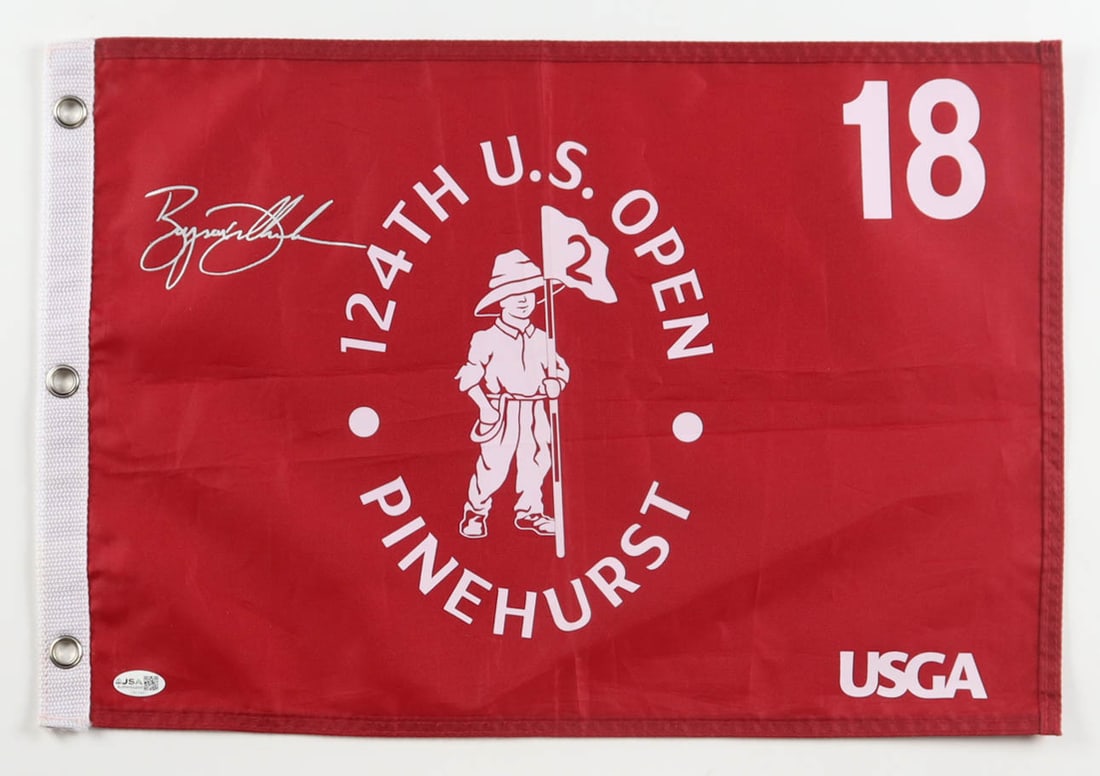 BRYSON DECHAMBEAU SIGNED GOLF FLAG - JSA COA: Prices are in Canadian dollars