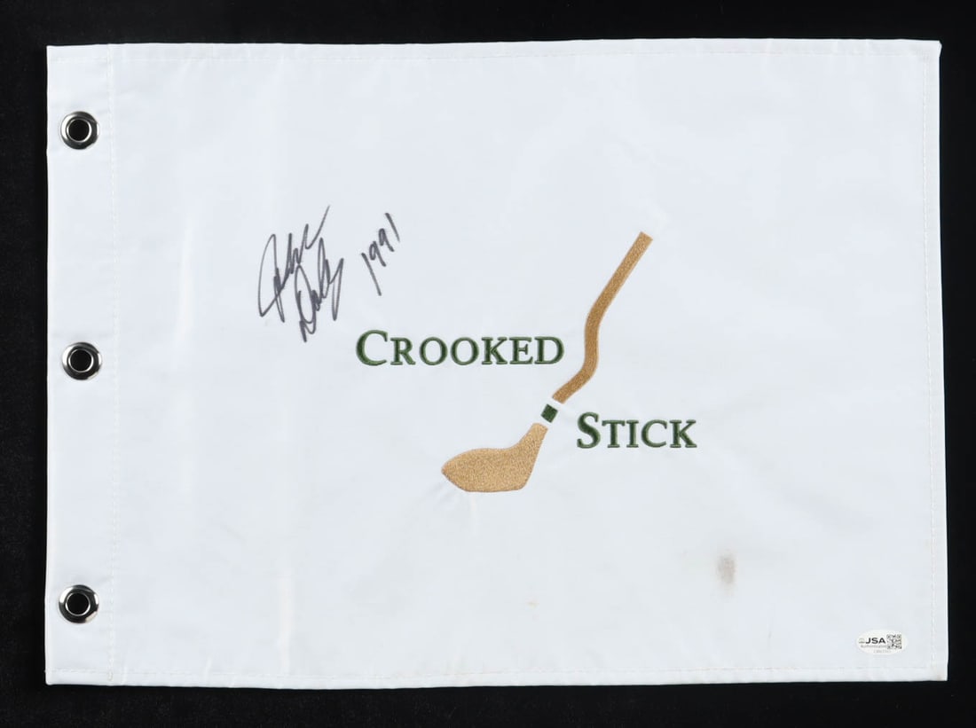 JOHN DALY SIGNED PIN FLAG - JSA COA: Prices are in Canadian dollars