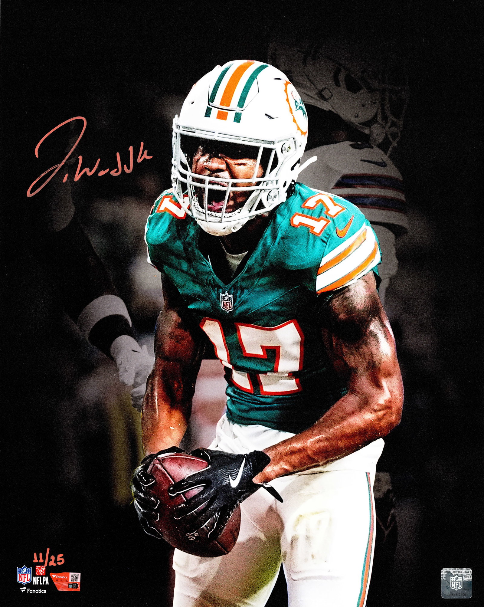 JAYLEN WADDLE SIGNED 8X10 - FANATICS COA: Prices are in Canadian dollars