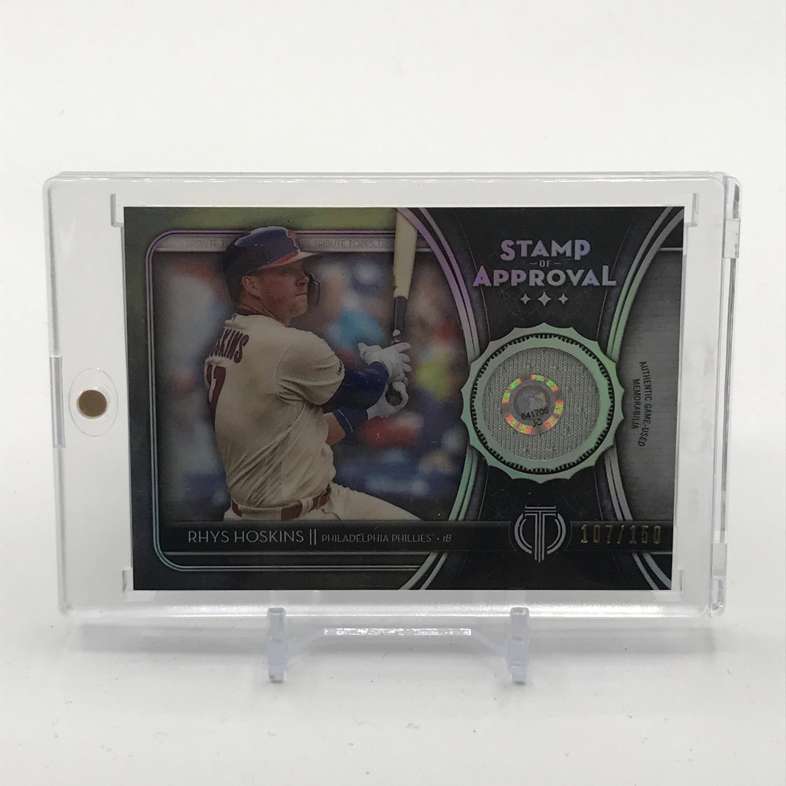 2020 TOPPS TRIBUTE BASEBALL RHYS HOSKINS STAMP OF APPROVAL PATCH TRADING CARD: Prices are in Canadian dollars