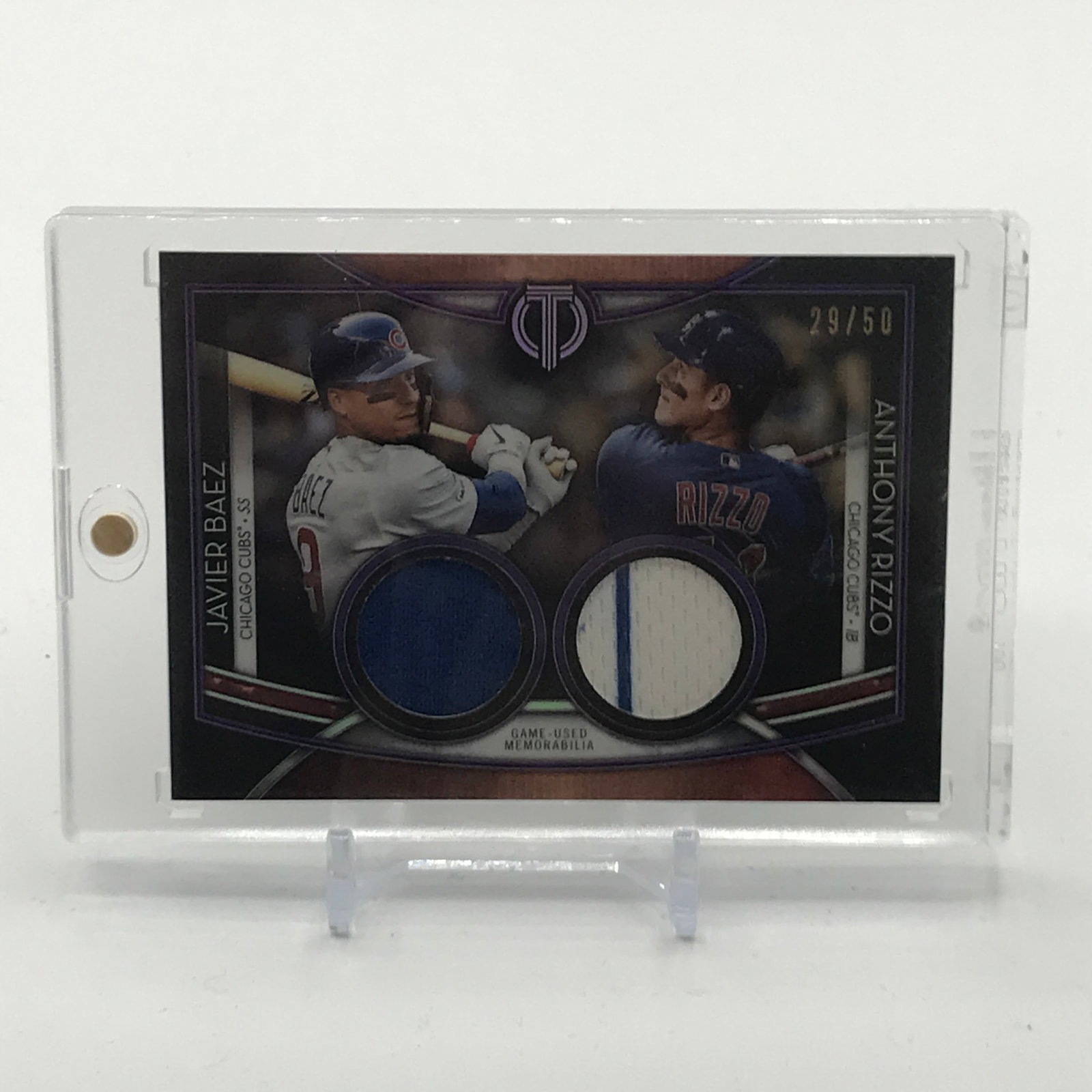 2020 TOPPS TRIBUTE BASEBALL JAVIER BAEZ & ANTHONY RIZZO DUAL PATCH TRADING CARD 29/50 (1 of 2)