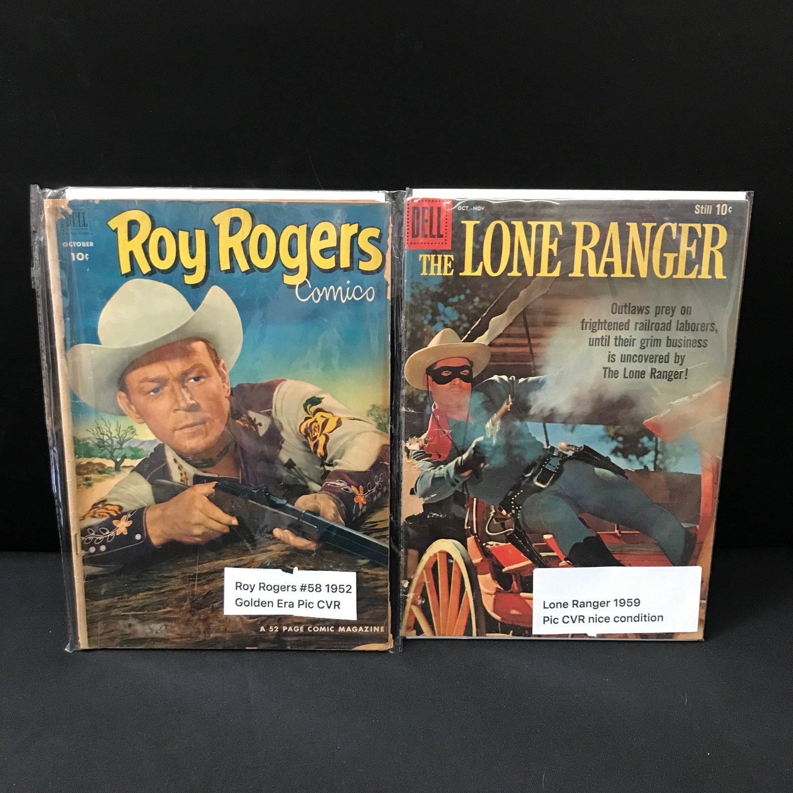 LOT OF 2 COWBOY BASED COMICS - THE LONE RANGER AND ROY ROGERS (1950'S) (1 of 1)