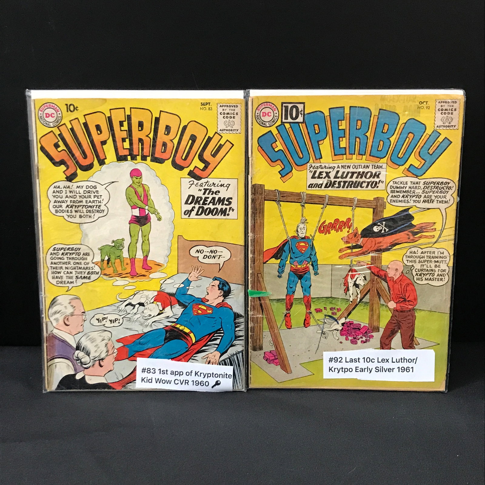 LOT OF 2 SUPERBOY COMICS 1ST APP KRYPTONITE (1960/1) - DC COMICS (1 of 1)