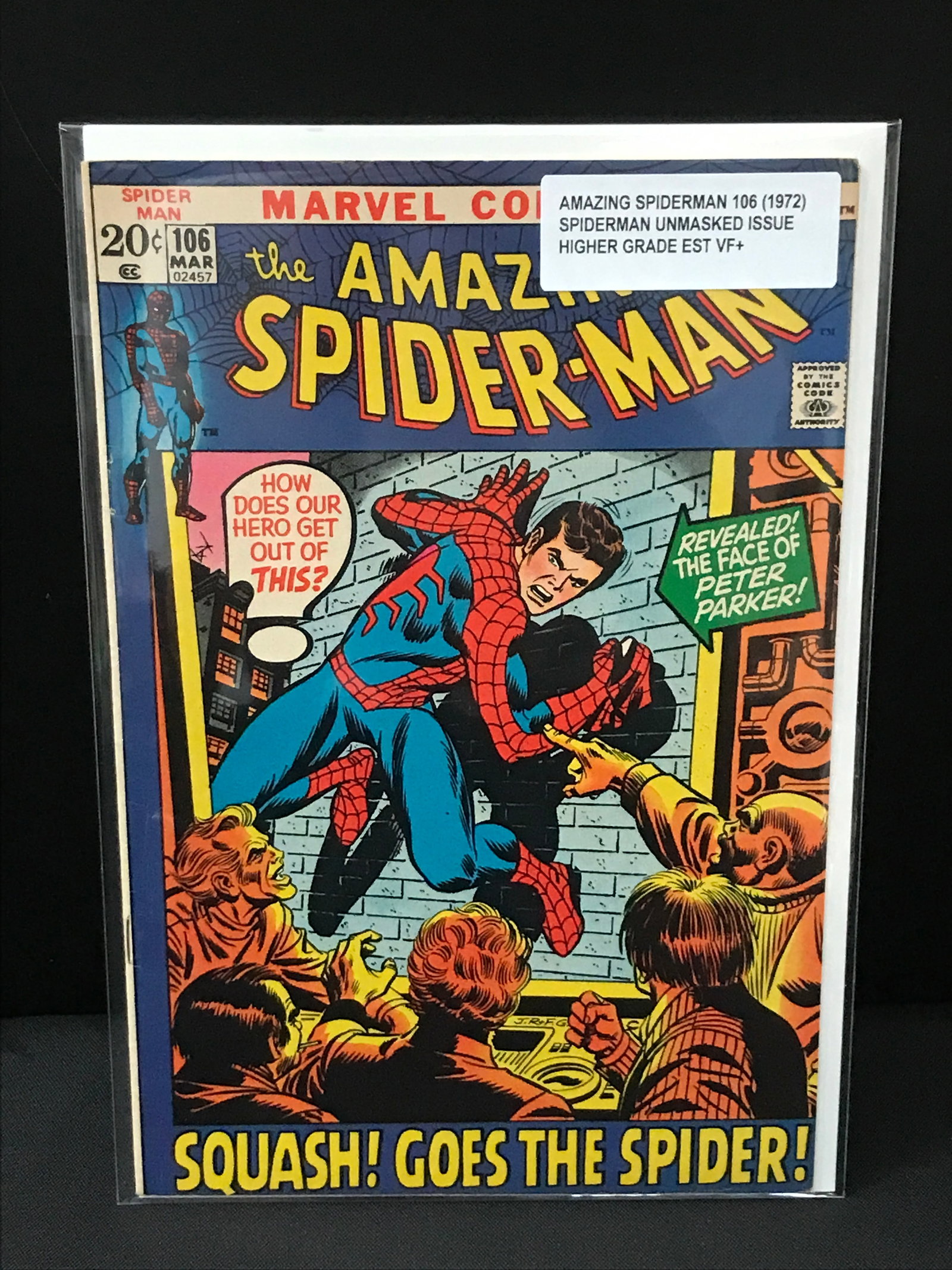 THE AMAZING SPIDERMAN #106 (1972) SPIDERMAN UNMASKED ISSUE - MARVEL COMICS (1 of 1)