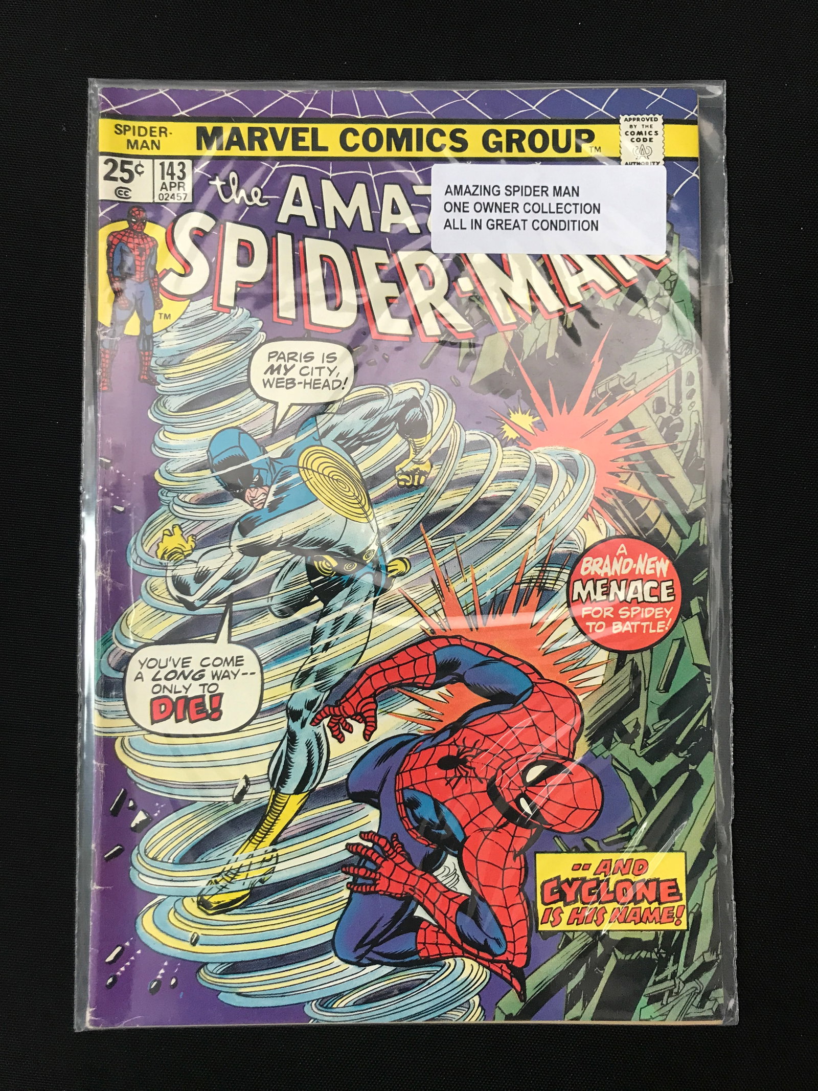 THE AMAZING SPIDERMAN #143 ONE OWNER COLLECTION - MARVEL COMICS (1 of 1)