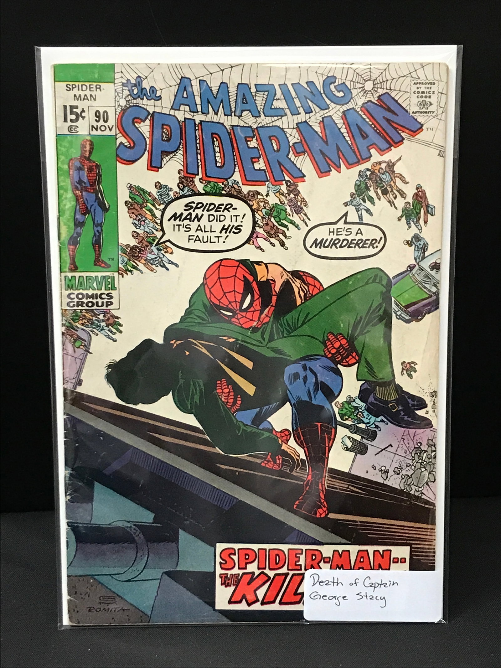 THE AMAZING SPIDERMAN #90 DEATH OF CAPTAIN GEORGE STACY - MARVEL COMICS (1 of 1)