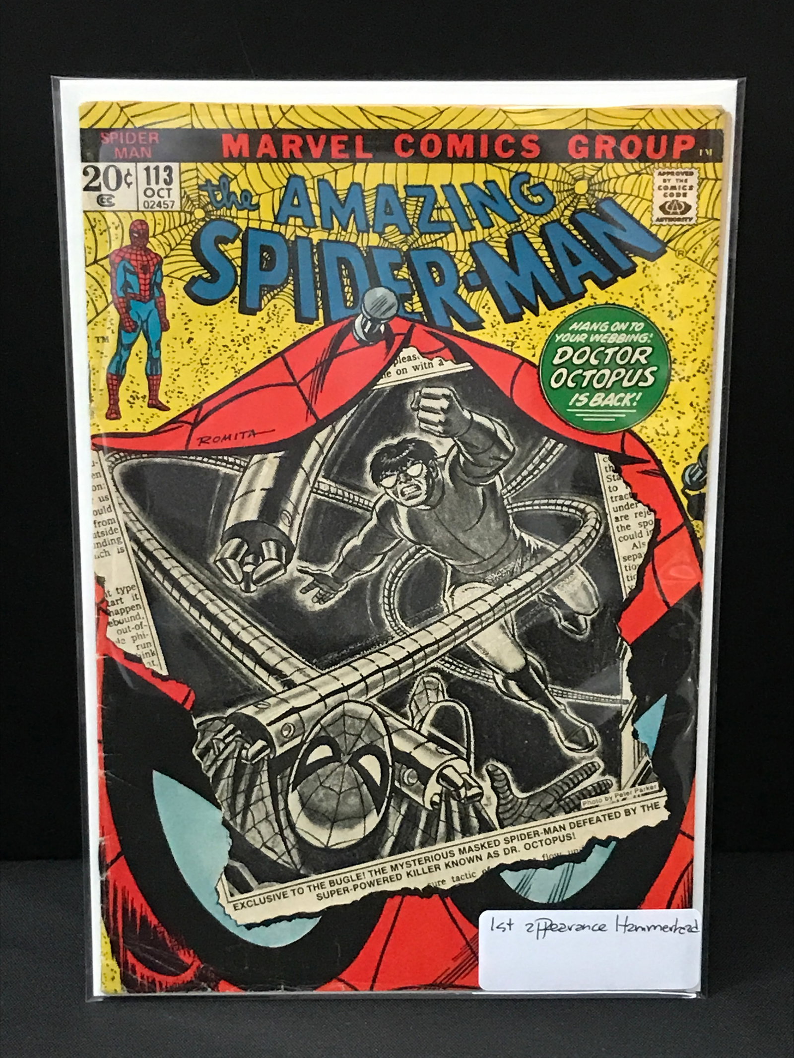 THE AMAZING SPIDERMAN #113 1ST APP HAMMERHEAD - MARVEL COMICS (1 of 1)