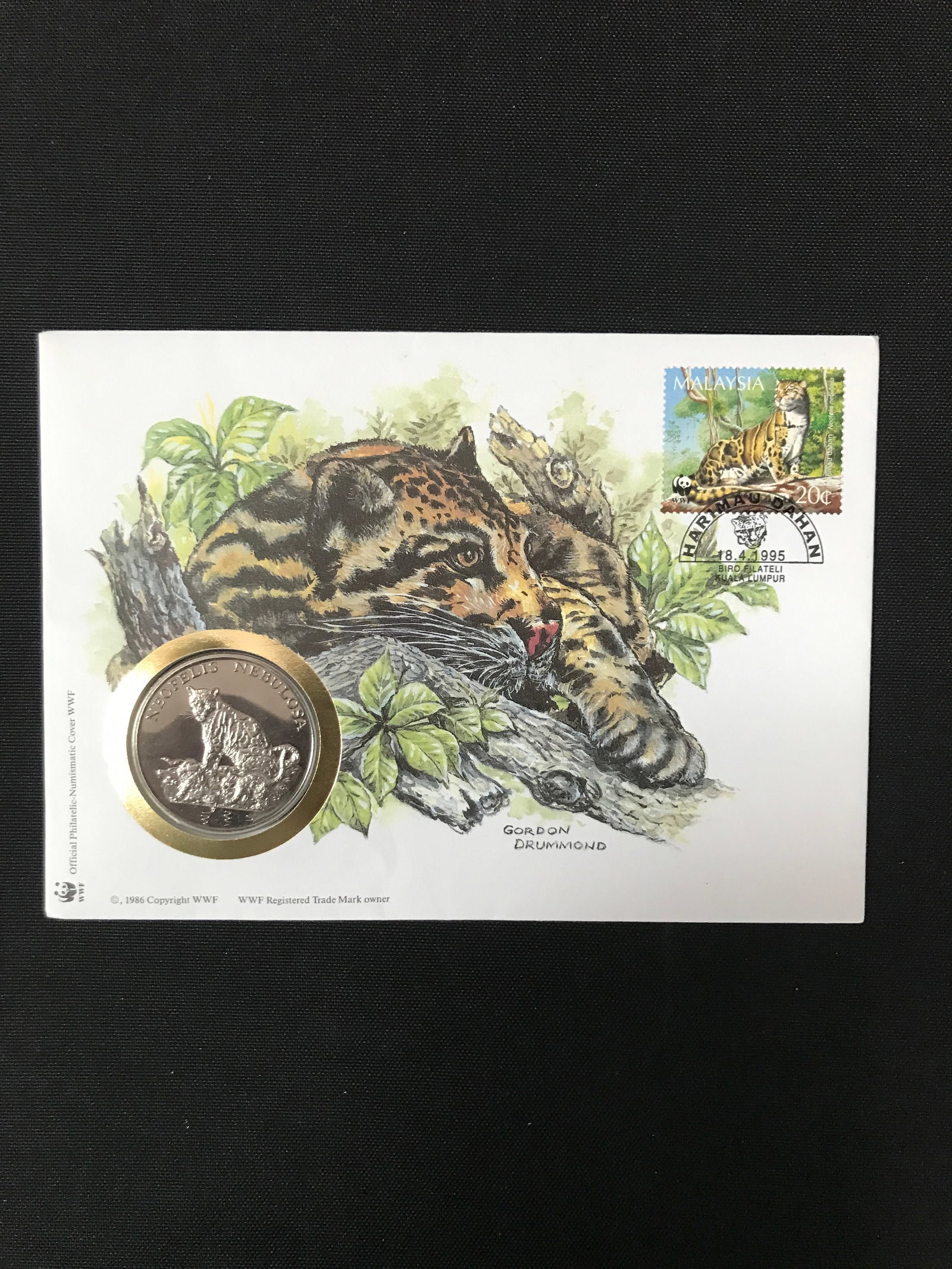 1986 NEOFILIS NEBULOSA WWF FIRST DAY COVER AND COIN: Prices are in Canadian Dollars