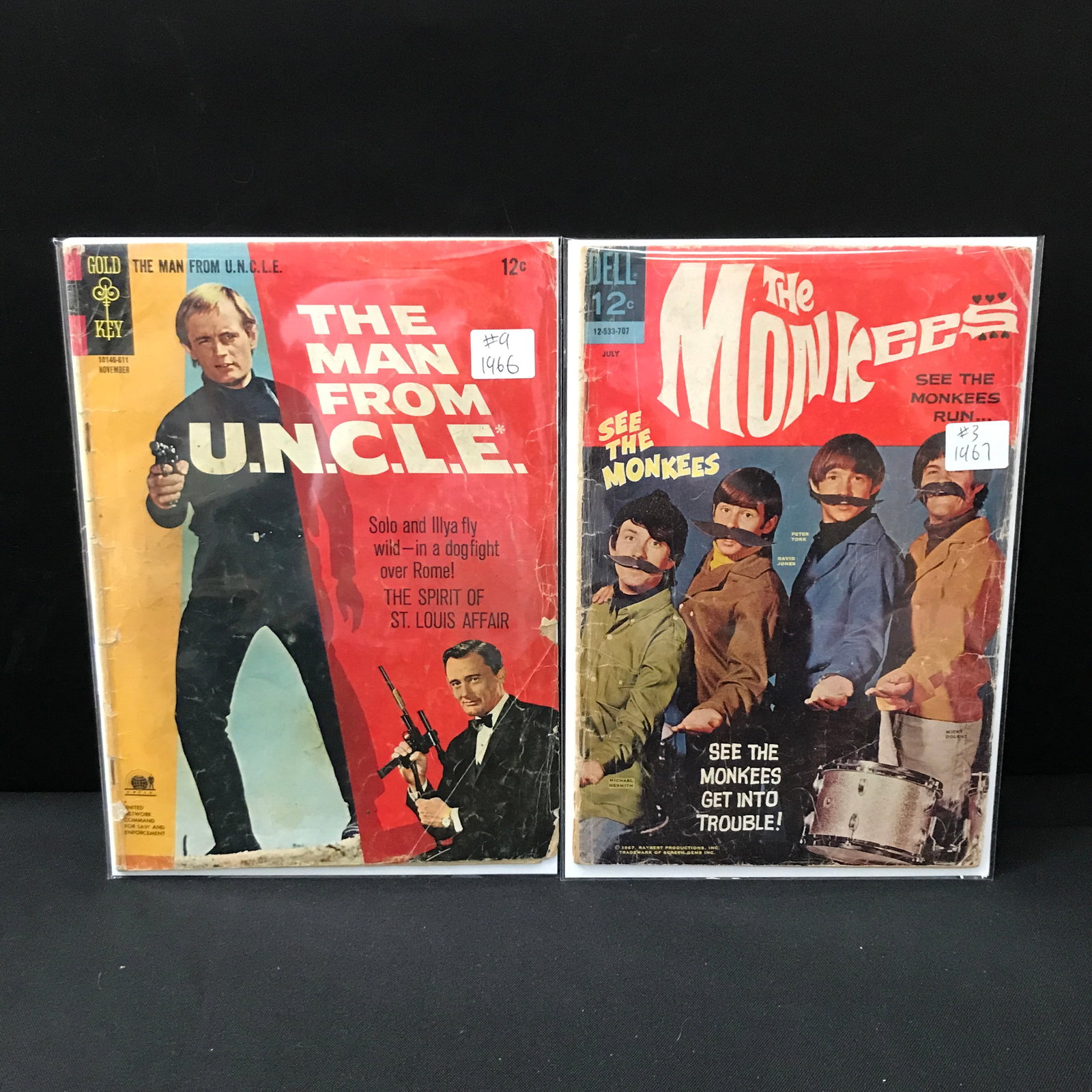 LOT OF 2 1960'S COMICS - THE MONKEES #3 & THE MAN FROM U.N.C.L.E #9 - GOLD KEY & DELL: Prices are in Canadian dollars