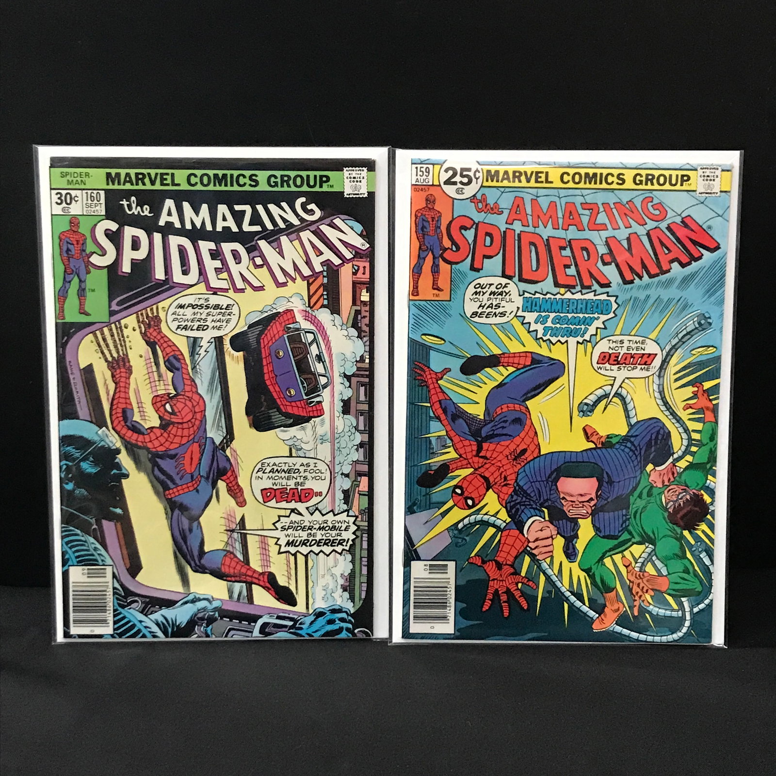 LOT OF 2 AMAZING SPIDERMAN COMICS #159-160 - MARVEL COMICS: Prices are in Canadian dollars