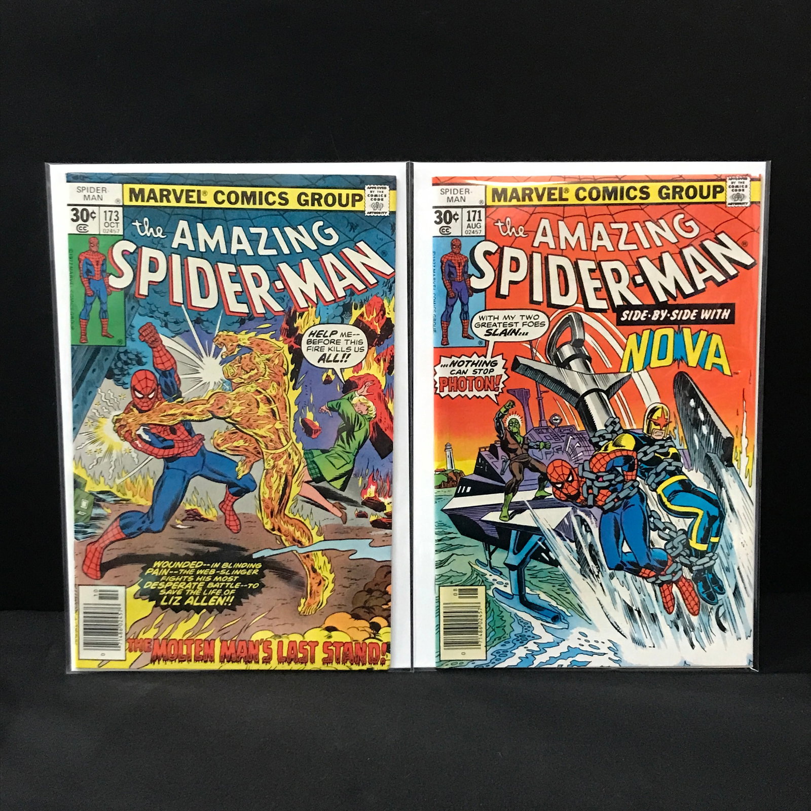 LOT OF 2 AMAZING SPIDERMAN COMICS #171 & #173 - MARVEL COMICS: Prices are in Canadian dollars