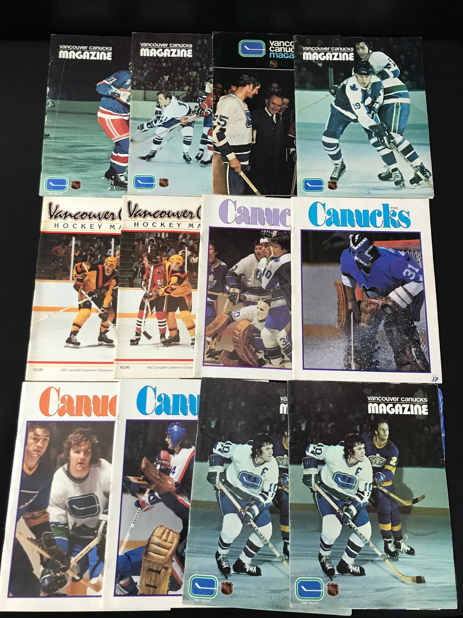 LOT OF 12 VANCOUVER CANUCKS HOCKEY MAGAZINES: Prices are in Canadian Dollars