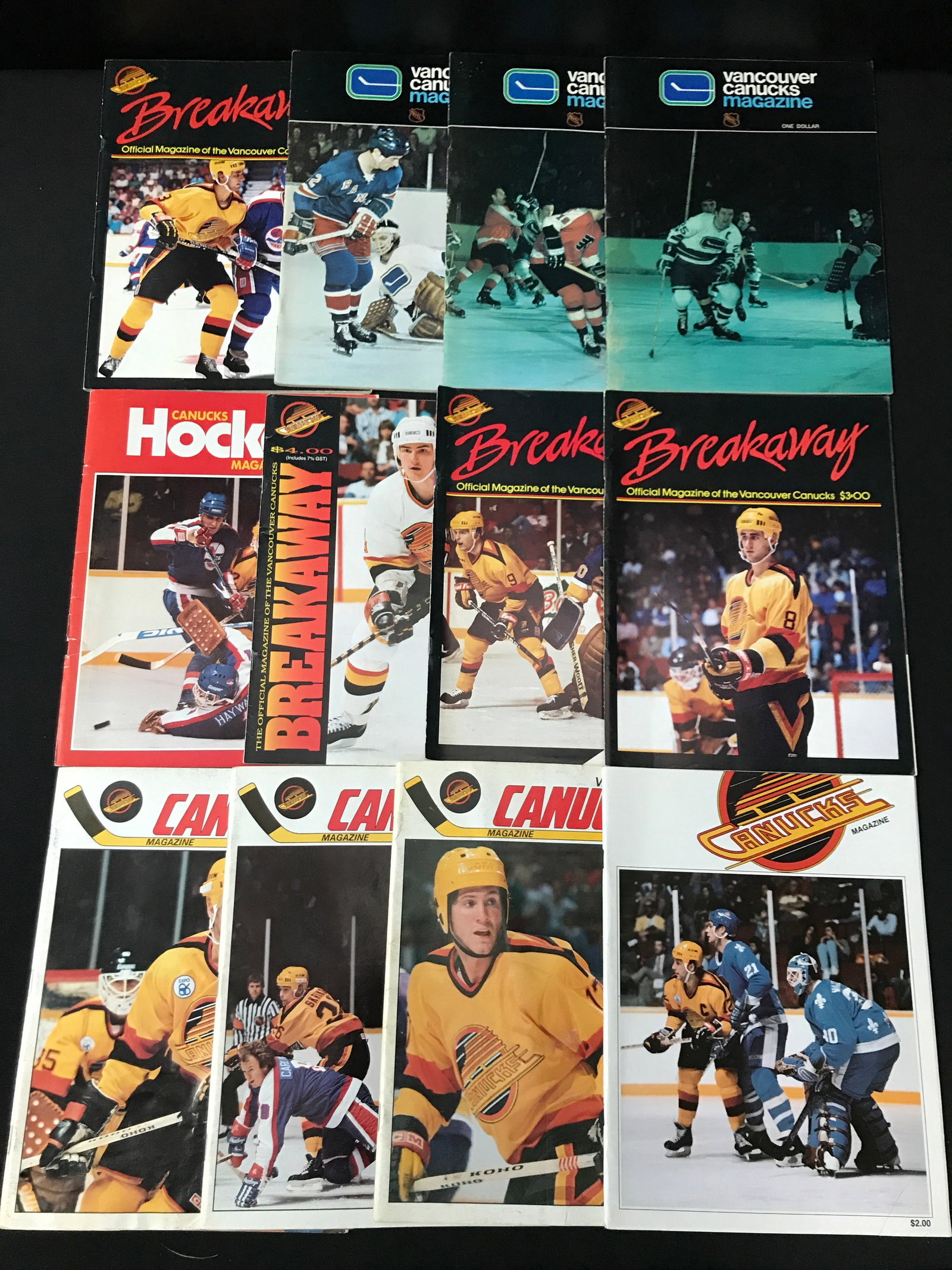 LOT OF 12 VANCOUVER CANUCKS HOCKEY MAGAZINES: Prices are in Canadian Dollars