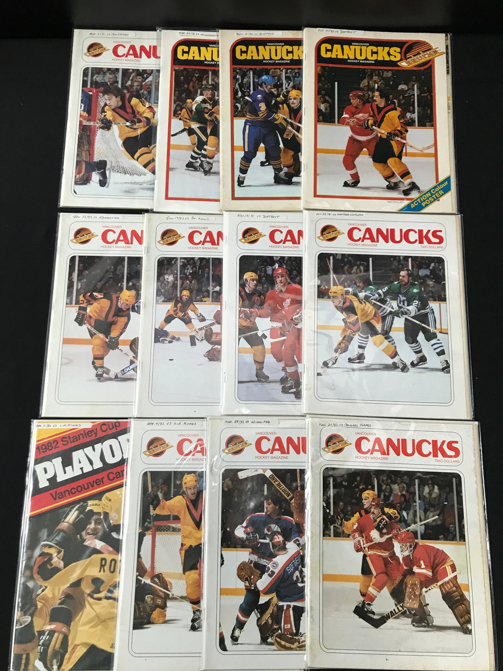 LOT OF 12 VANCOUVER CANUCKS HOCKEY MAGAZINES: Prices are in Canadian Dollars