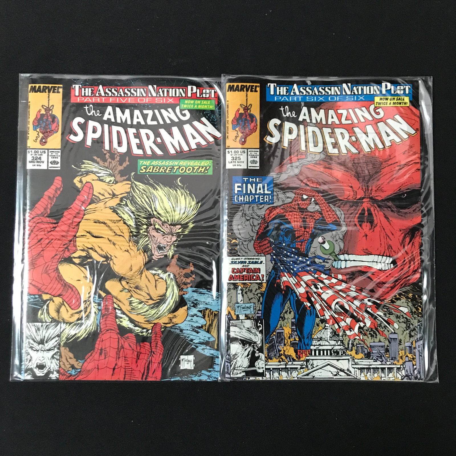 LOT OF 2 AMAZING SPIDERMAN COMICS #324 - #325 (MARVEL) (1 of 1)