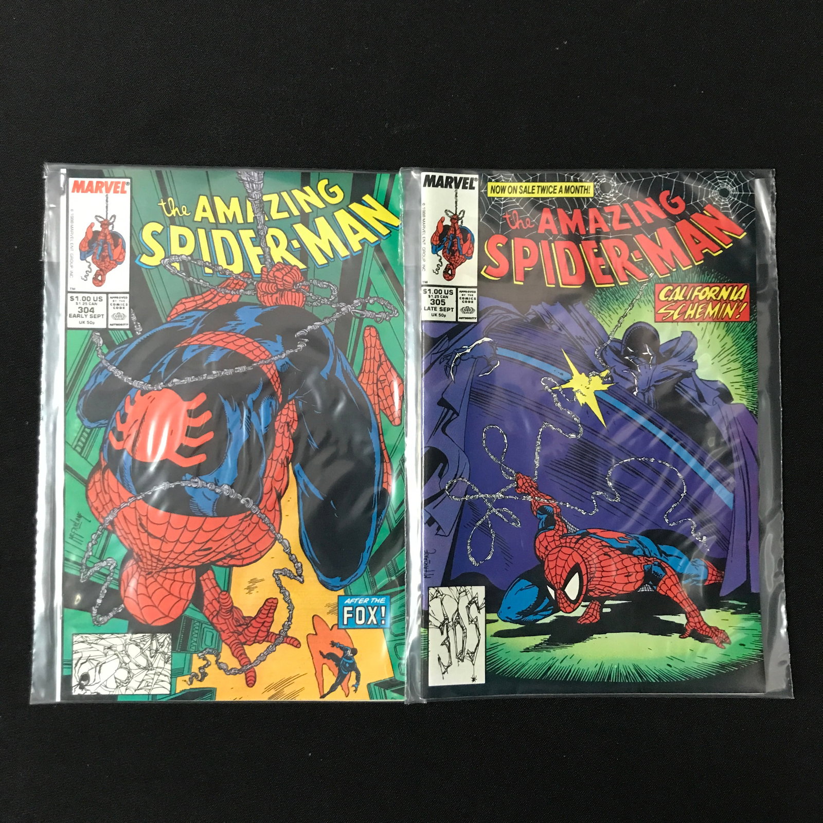 LOT OF 2 AMAZING SPIDERMAN COMICS #304 - #305 (MARVEL) (1 of 1)
