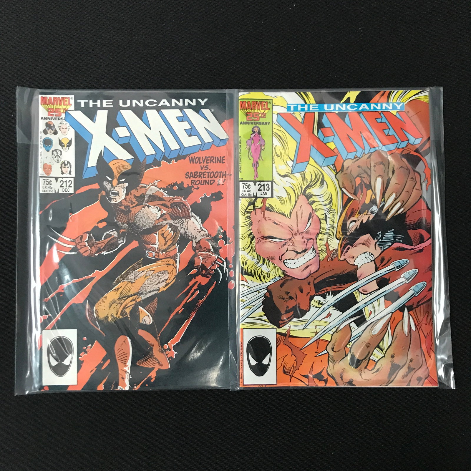 LOT OF 2 THE UNCANNY X-MEN COMICS #212 - #213 - MARVEL COMICS: Prices are in Canadian Dollars