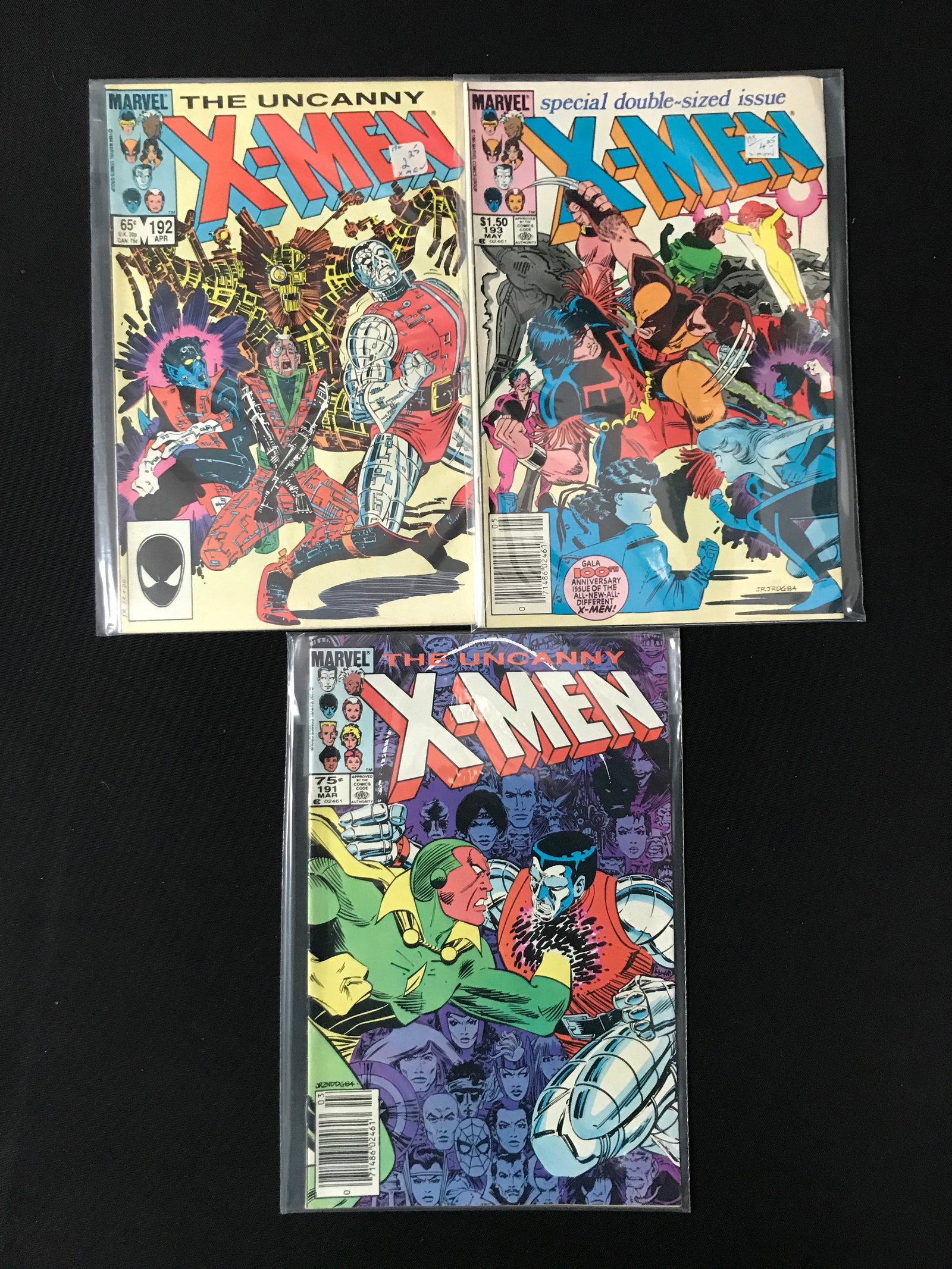 LOT OF 3 THE UNCANNY X-MEN COMICS #191 - #193 - MARVEL COMICS (1 of 1)