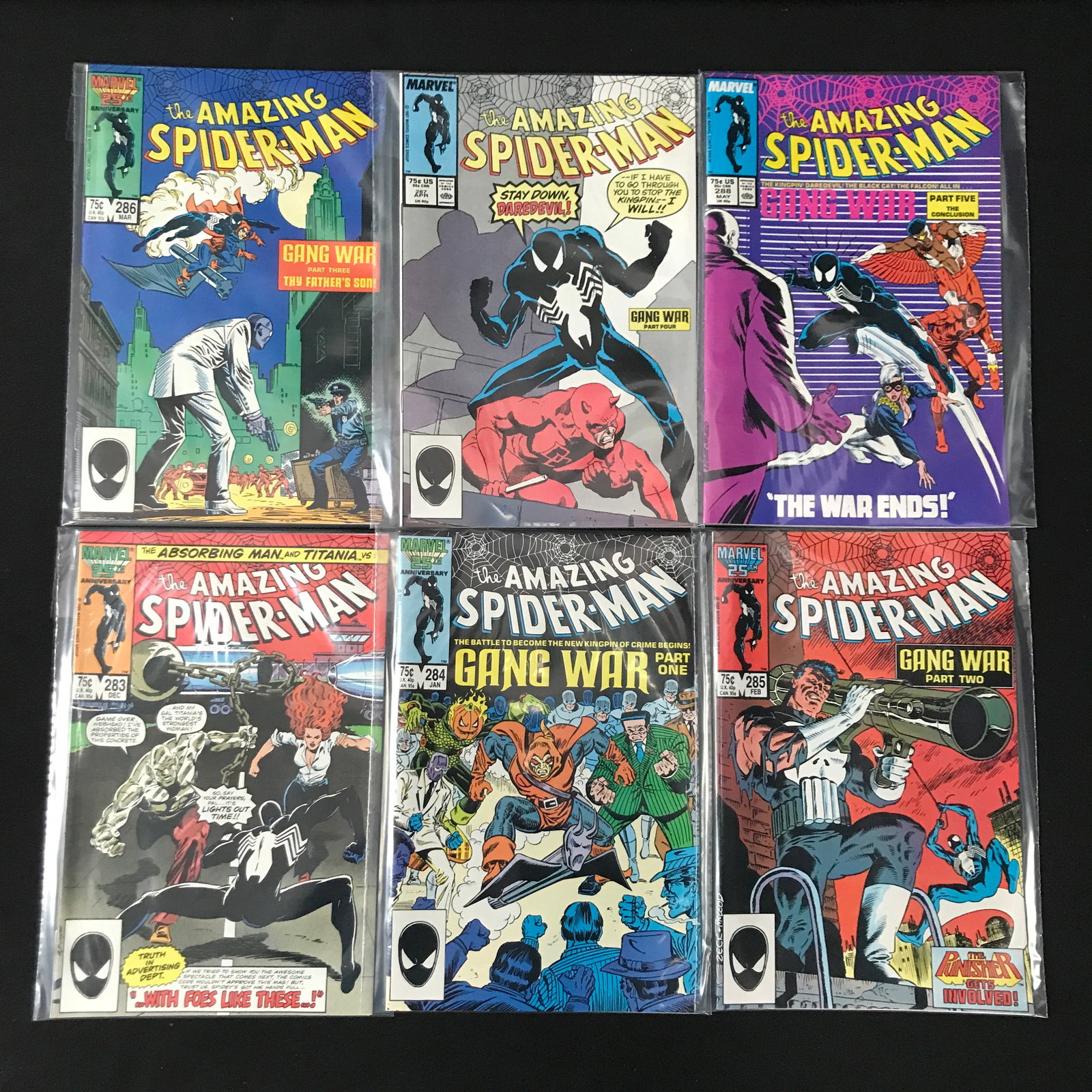 LOT OF 6 AMAZING SPIDERMAN COMICS #283-288 - MARVEL COMICS (1 of 1)