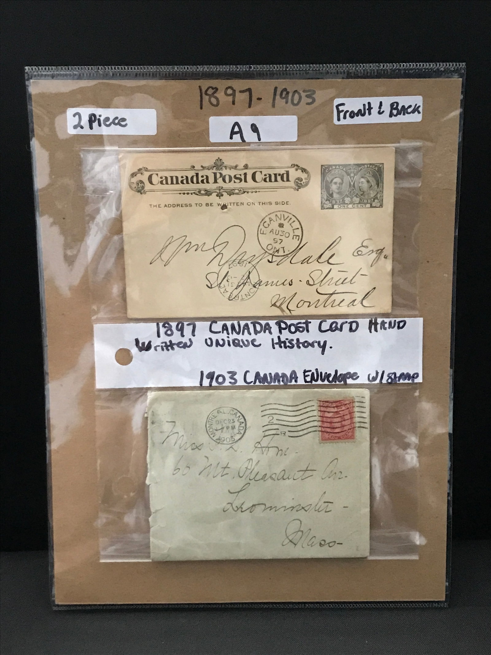 LOT OF 2 STAMPS AND POST CARDS 1897-1903 ON POSTCARDS (1 of 1)