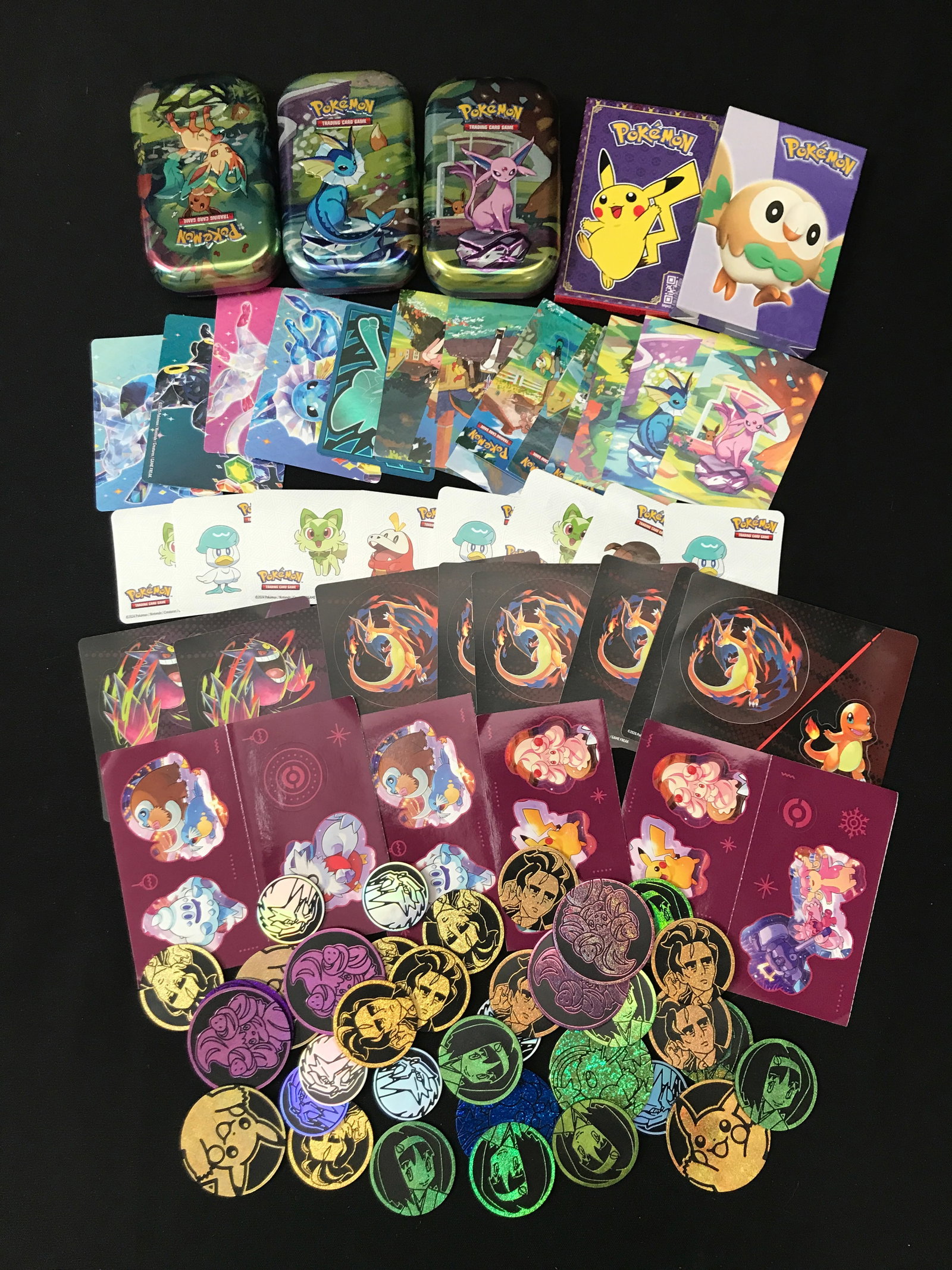 LOT OF POKEMON TCG PARAPHERNALIA INCLUDING TINS AND BUTTONS: Prices are in Canadian dollars