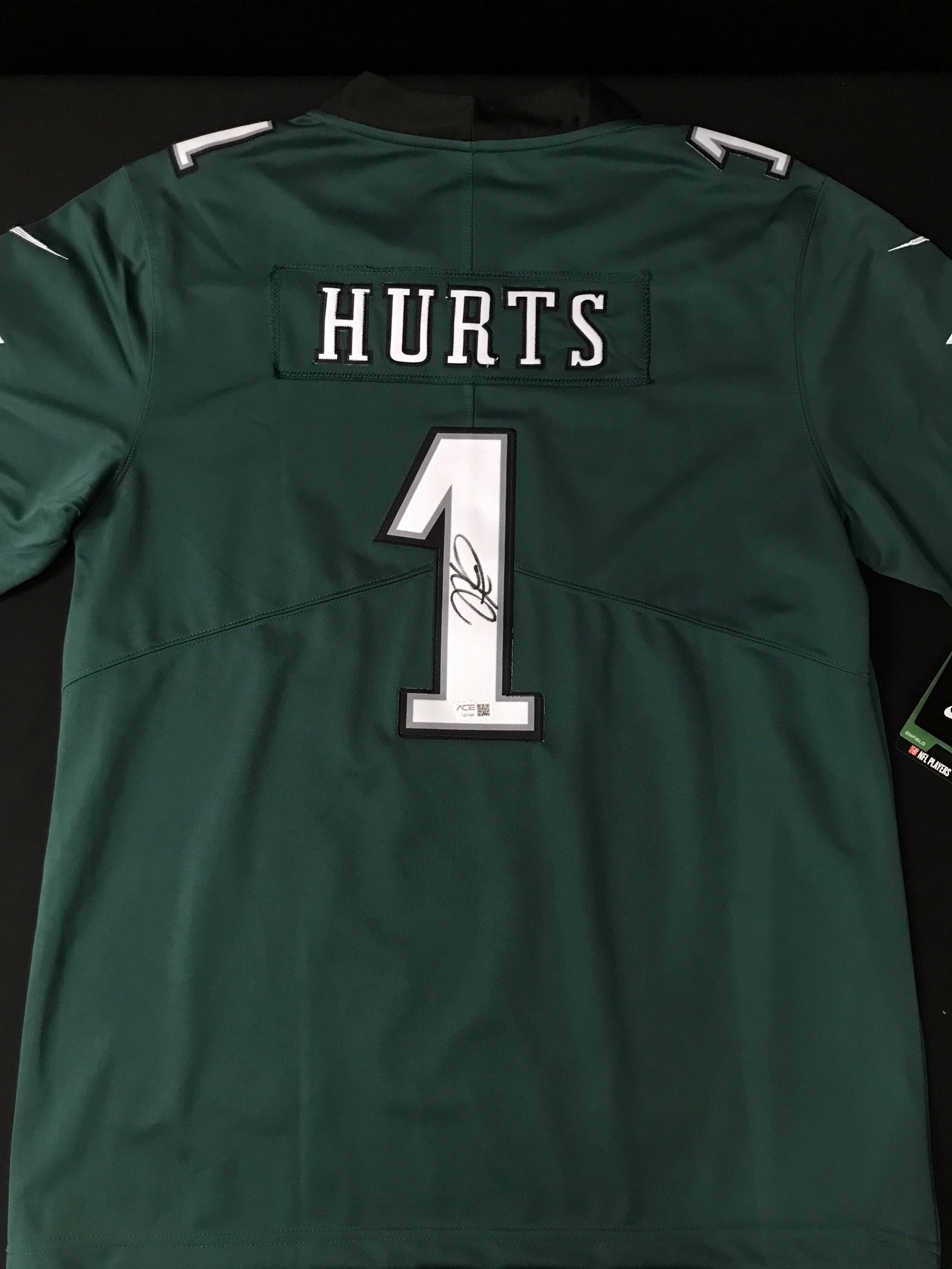 JALEN HURTS SIGNED PHILADELPHIA EAGLES CUSTOM JERSEY - ACE COA: Prices are in Canadian dollars