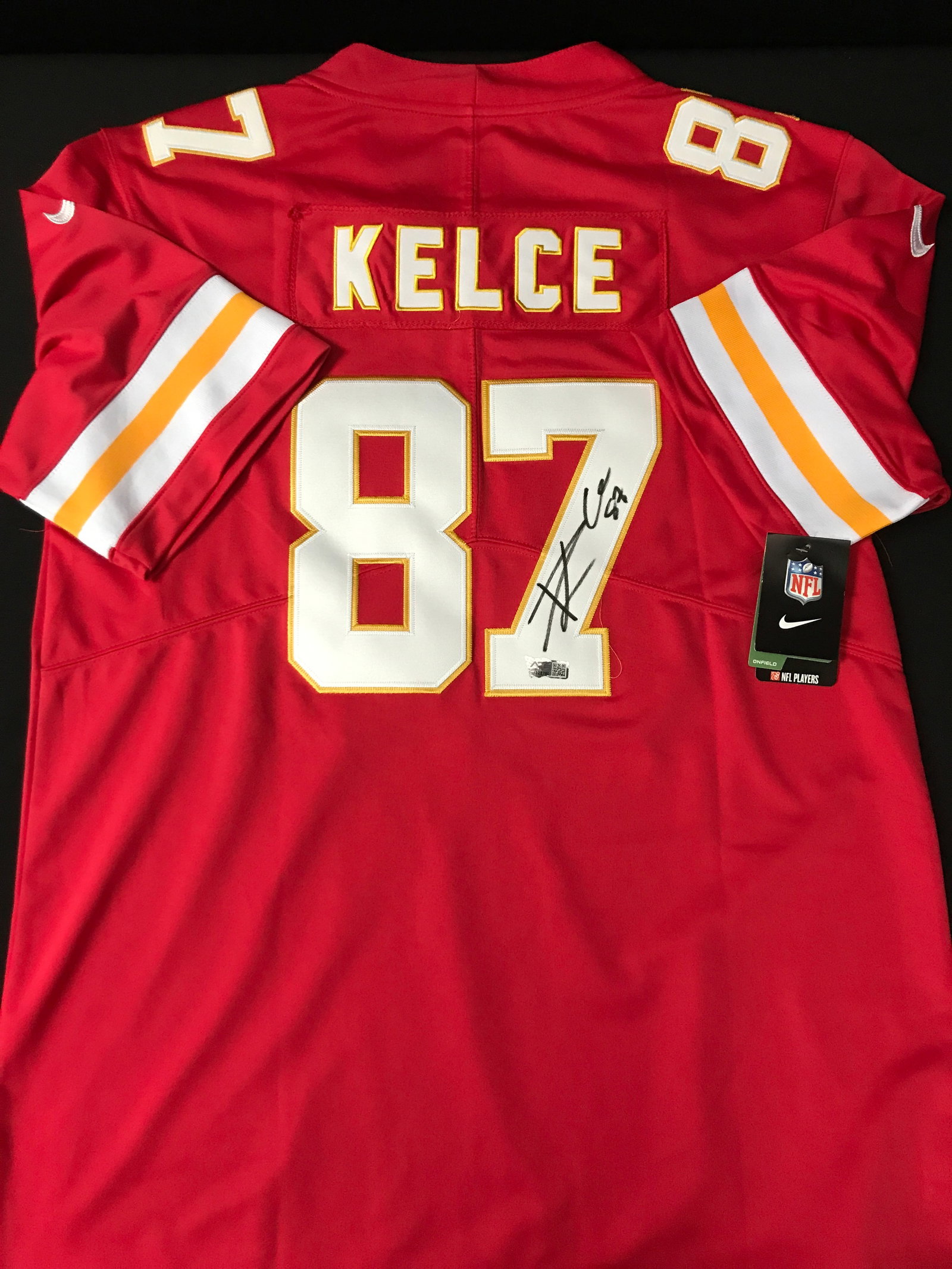 TRAVIS KELCE SIGNED KANSAS CITY CHIEFS CUSTOM JERSEY - ACE COA: Prices are in Canadian dollars
