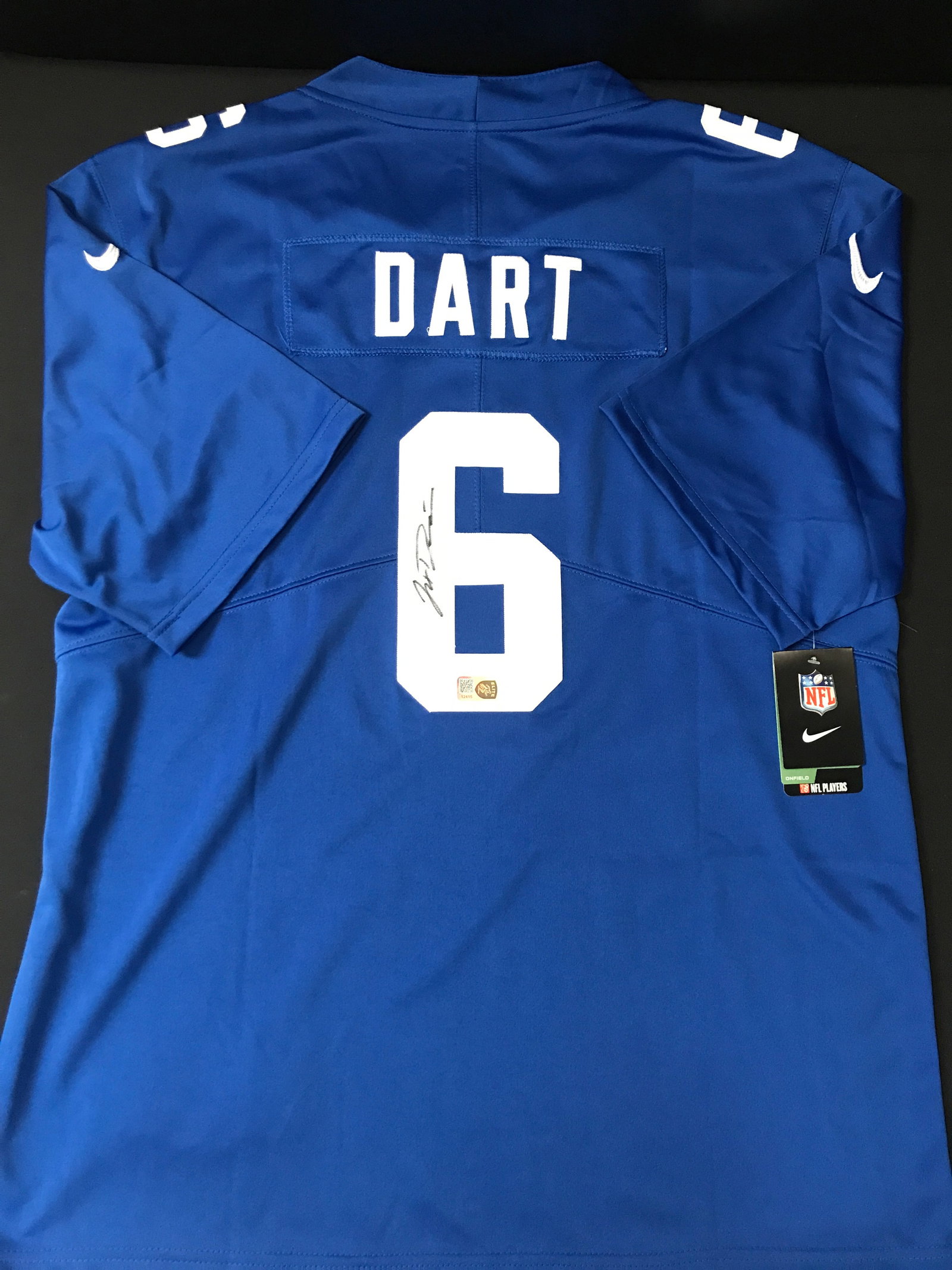 JAXSON DART SIGNED NEW YORK GIANTS CUSTOM JERSEY - ELITE COA: Prices are in Canadian dollars