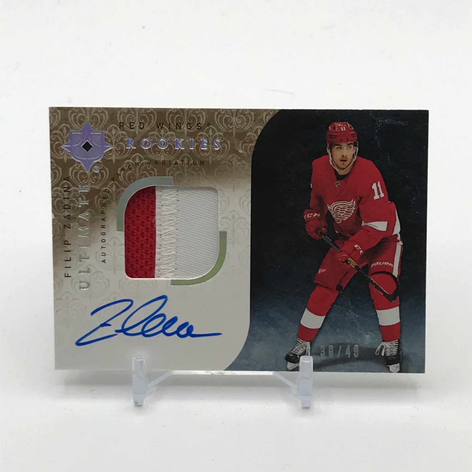 2019-20 UPPER DECK ULTIMATE COLLECTION FILIP ZADINA ROOKIE PATCH AUTO CARD 30/49 (1 of 2)