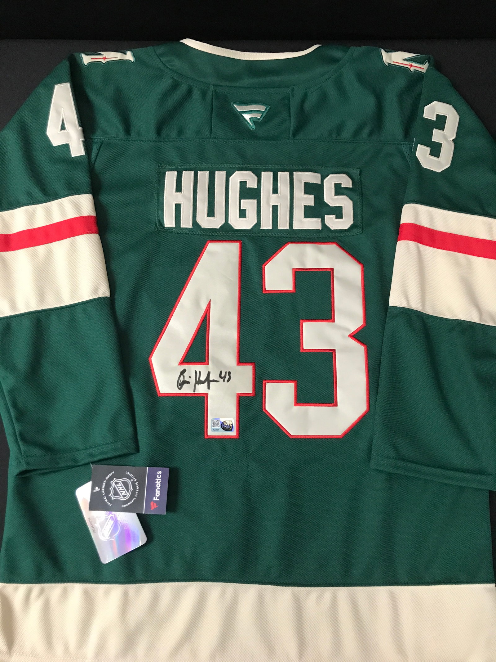 QUINN HUGHES SIGNED MINNESOTA WILD CUSTOM JERSEY - ELITE COA (1 of 3)