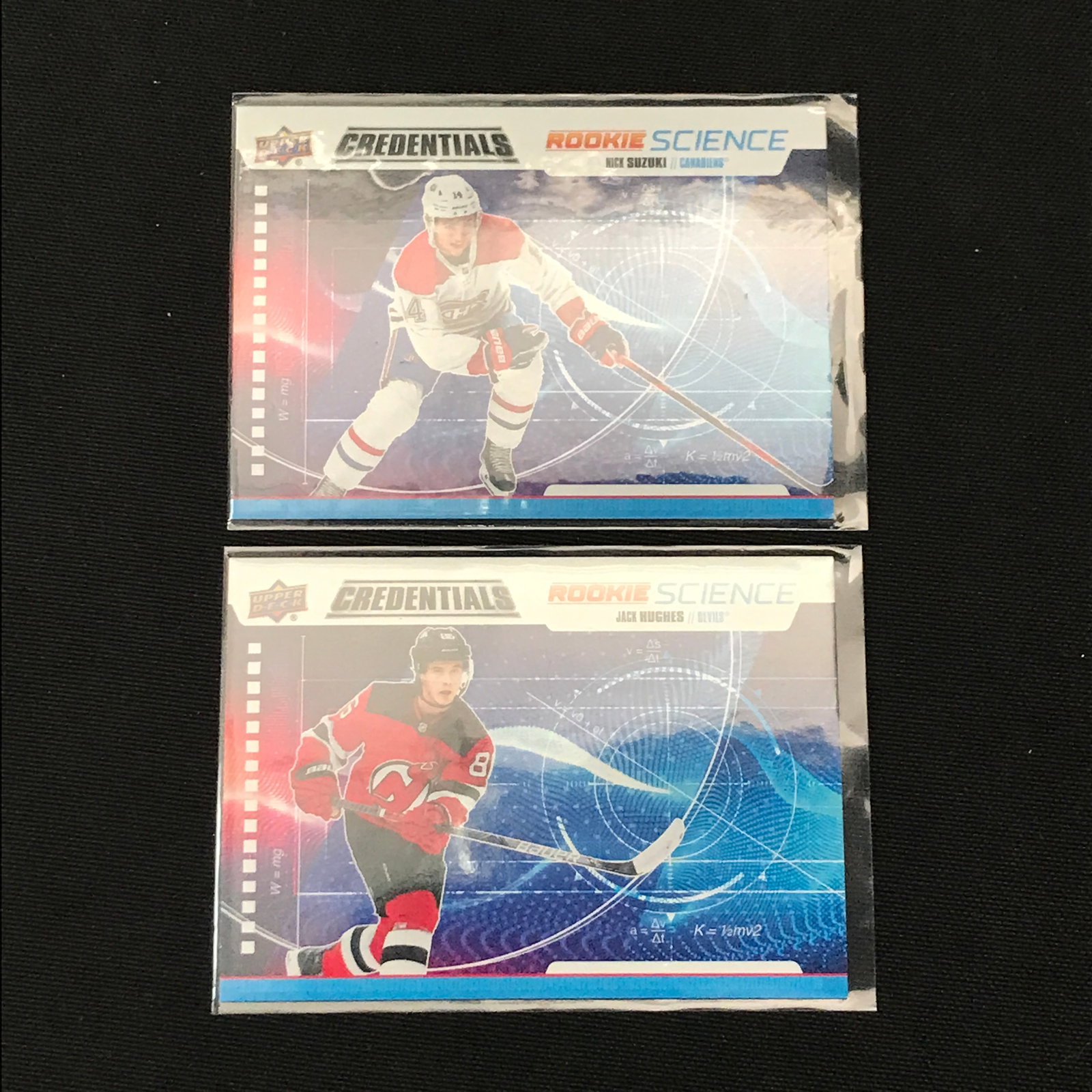 LOT OF 2 UPPER DECK CREDENTIALS ROOKIE SCIENCE HOCKEY TRADING CARDS: Prices are in Canadian dollars