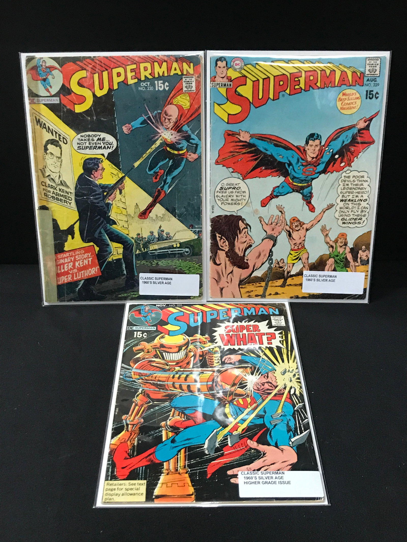 LOT OF 3 SUPERMAN COMICS #229 - #231 (1960'S) - DC COMICS (1 of 1)