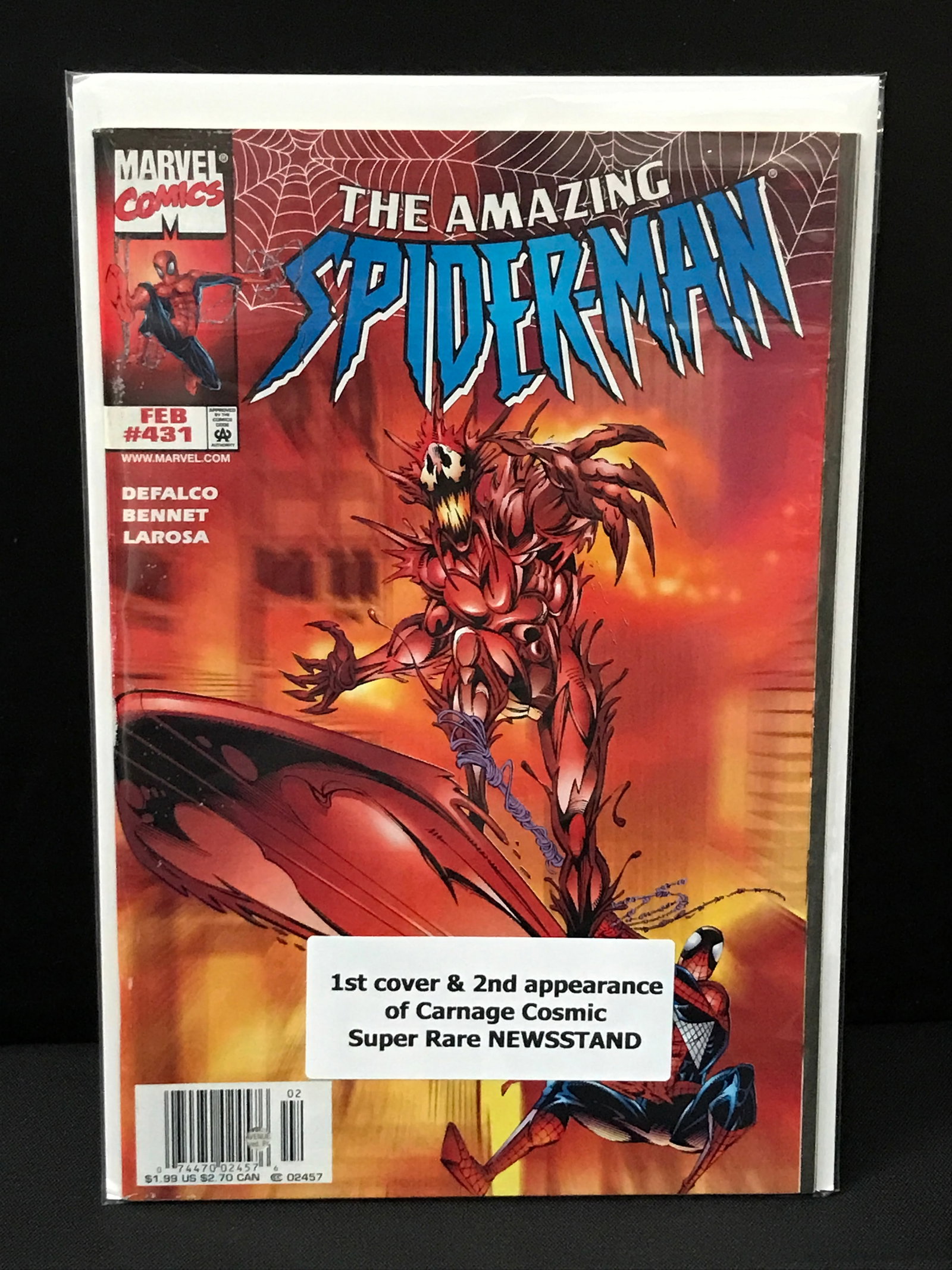 THE AMAZING SPIDERMAN #431 2ND APP CARNAGE COSMIC - MARVEL COMICS (1 of 1)