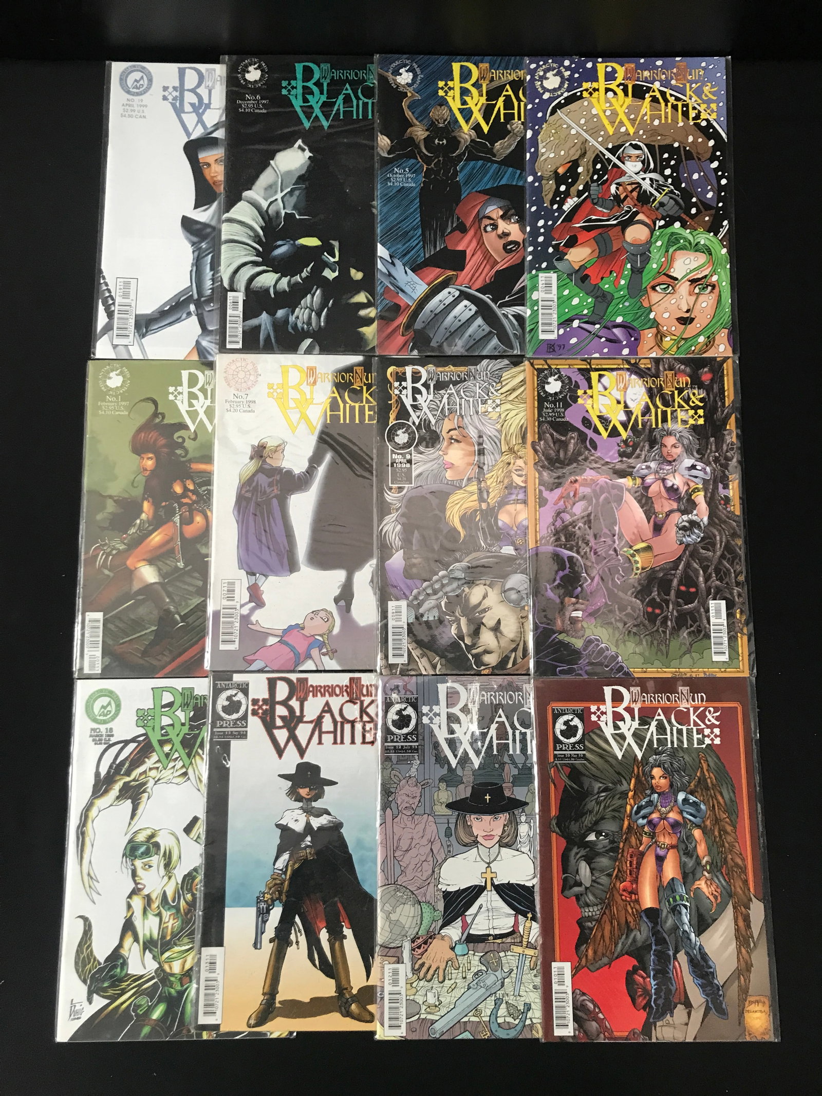 LOT OF 12 WARRIOR NUN BLACK AND WHITE COMICS: Prices are in Canadian dollars