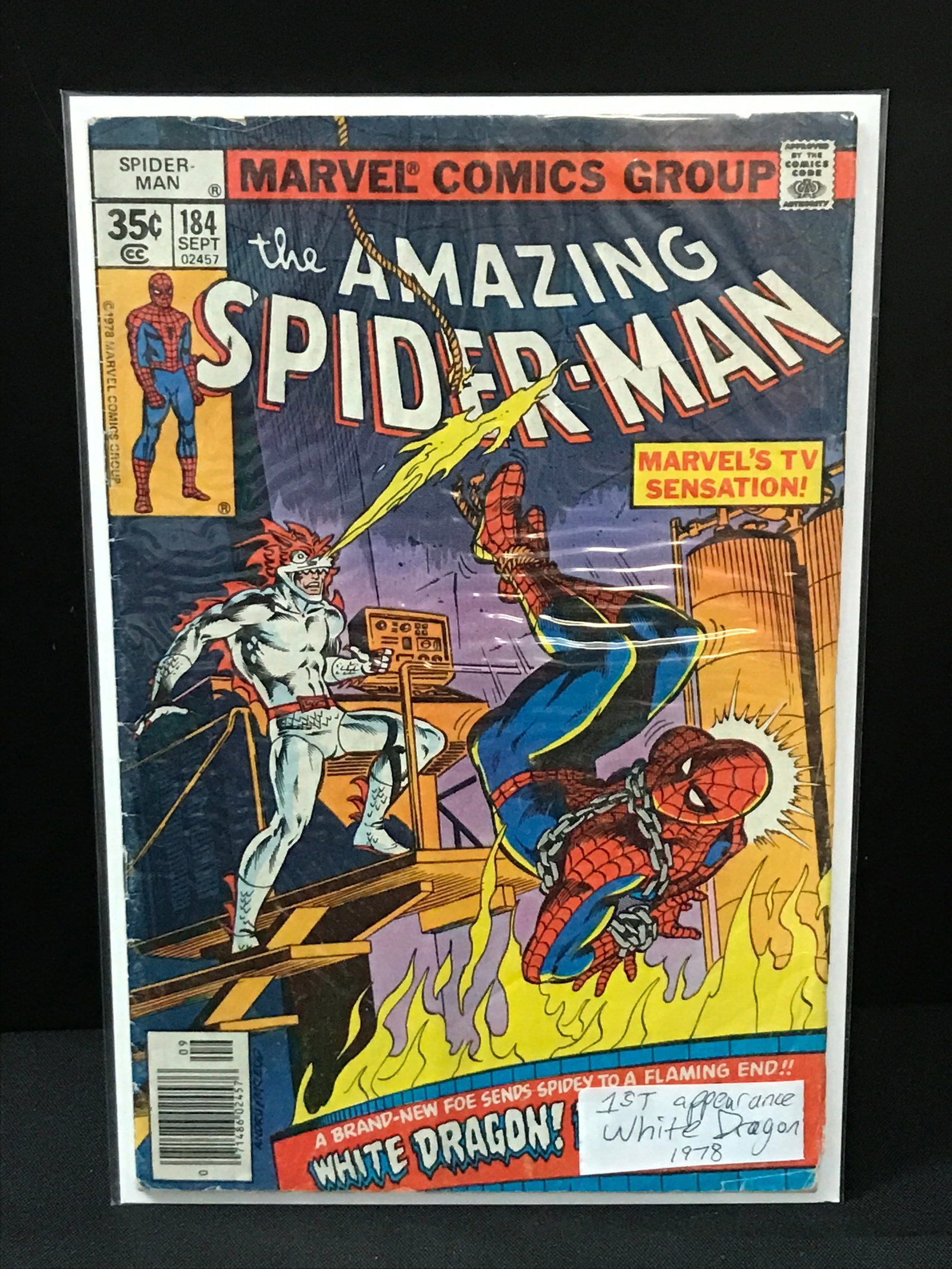 THE AMAZING SPIDERMAN #184 (1978) 1ST APP WHITE DRAGON - MARVEL COMICS (1 of 1)