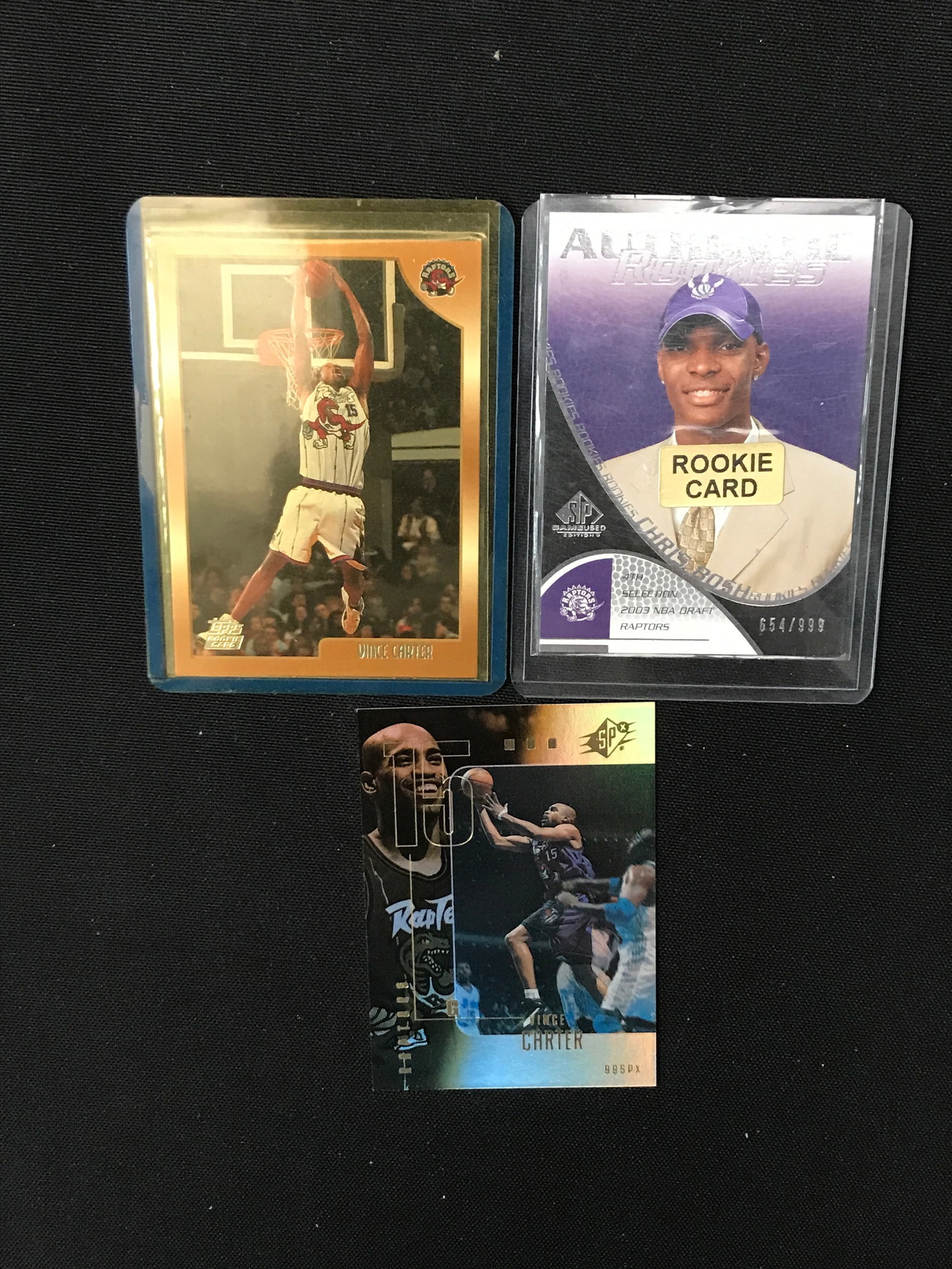 VINCE CARTER AND CHRIS BOSCH ROOKIE CARD LOT: Prices are in Canadian Dollars