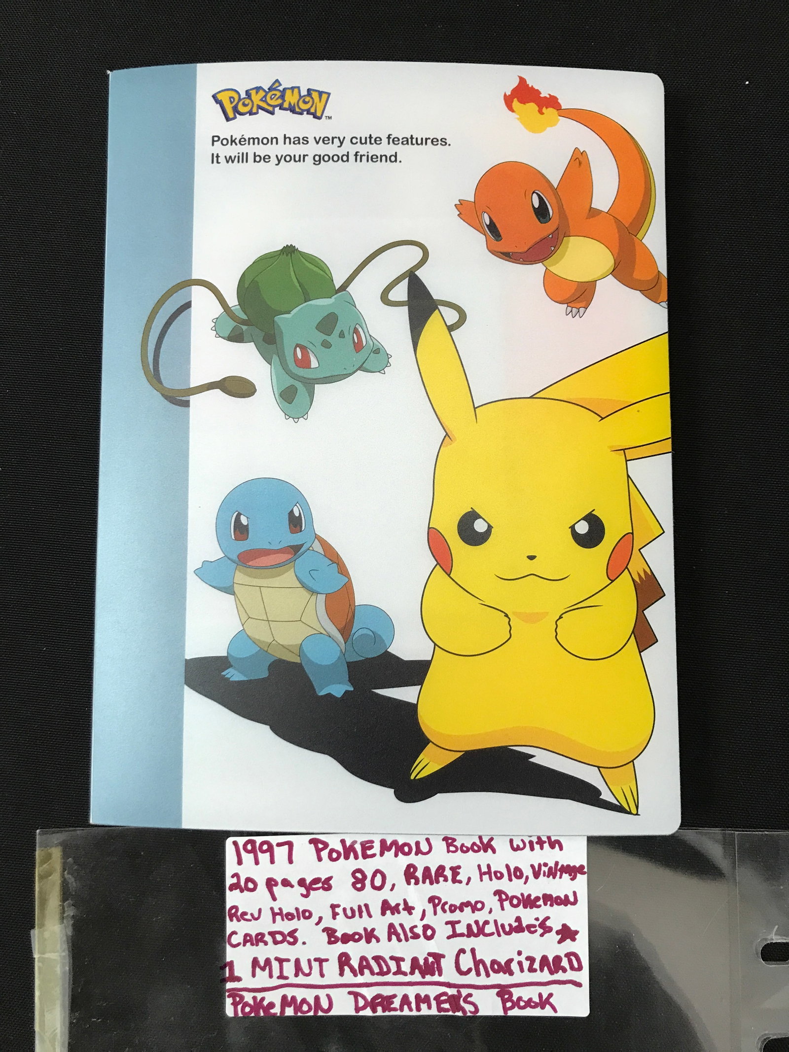 1997 POKEMON BOOK WITH 80 CARDS INCLUDING 1 MINT RADIANT CHARIZARD: Prices are in Canadian dollars