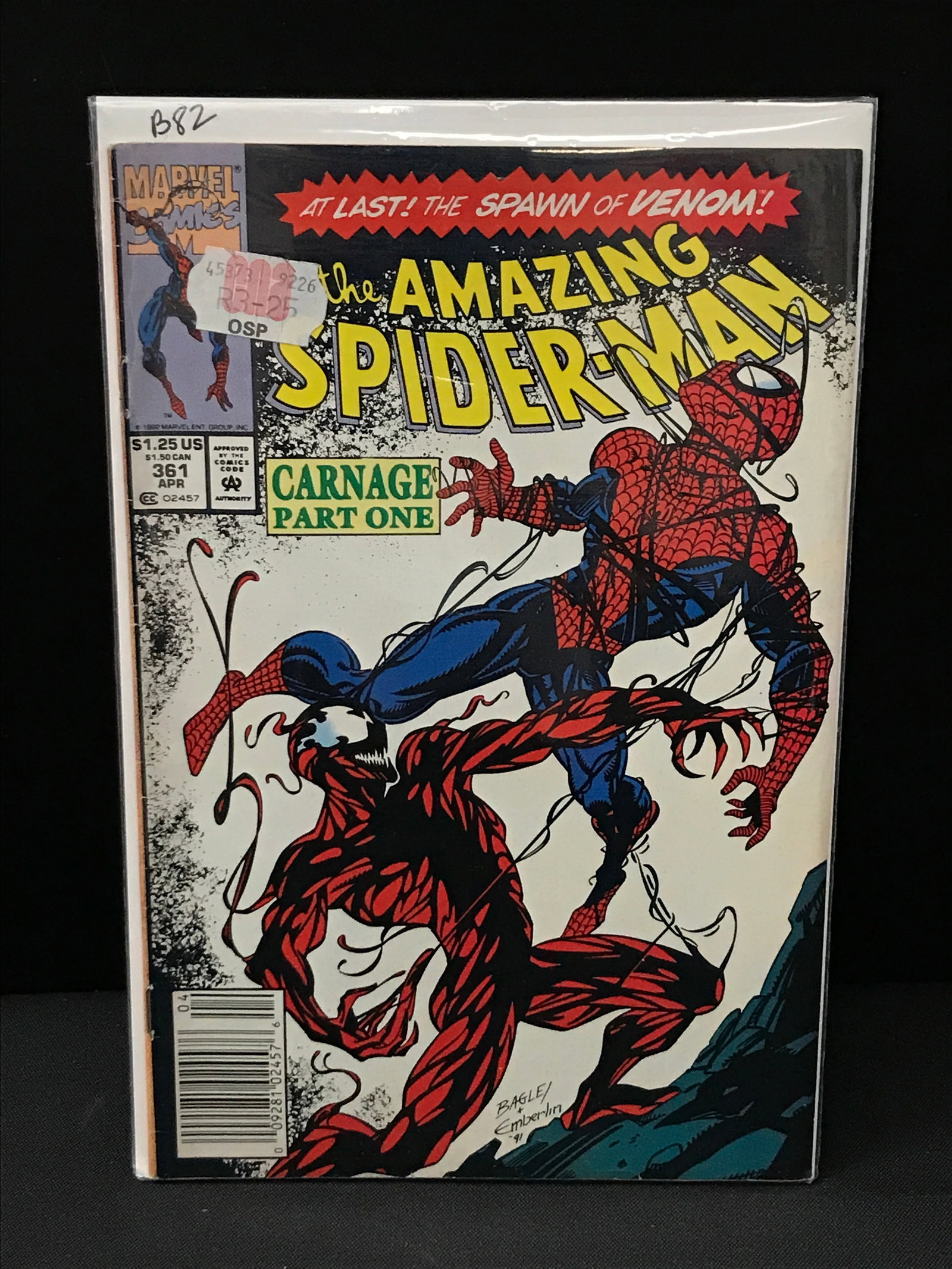 THE AMAZING SPIDERMAN NO.361 (1ST APPEARANCE CARNAGE) - MARVEL COMICS: Prices are in Canadian dollars