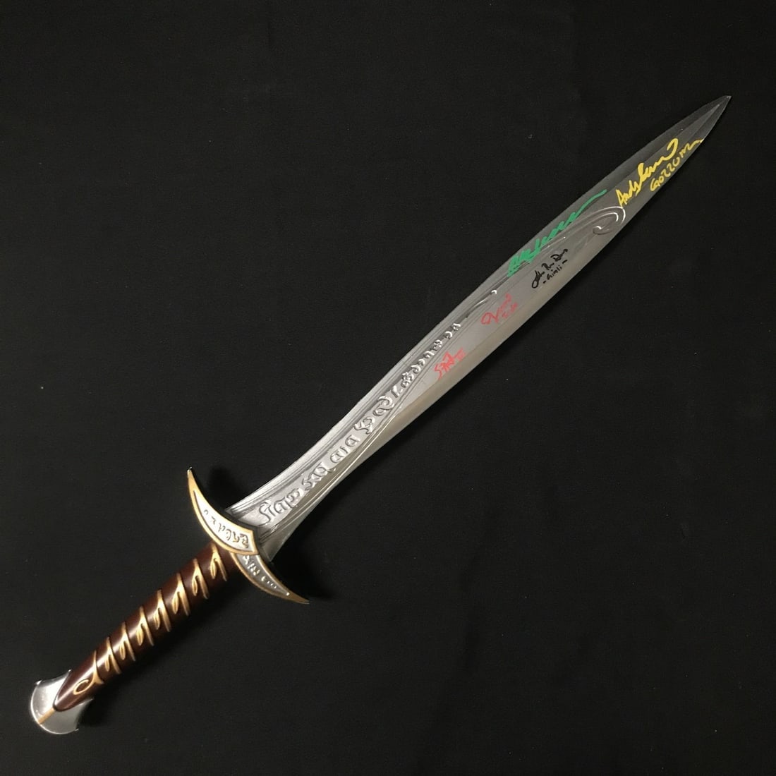 MULTI SIGNED LORD OF THE RINGS SWORD: ASTIN, RHYS DAVIES, SERKIS, WOOD AND BLOOM - WWOC COA: Prices are in Canadian dollars