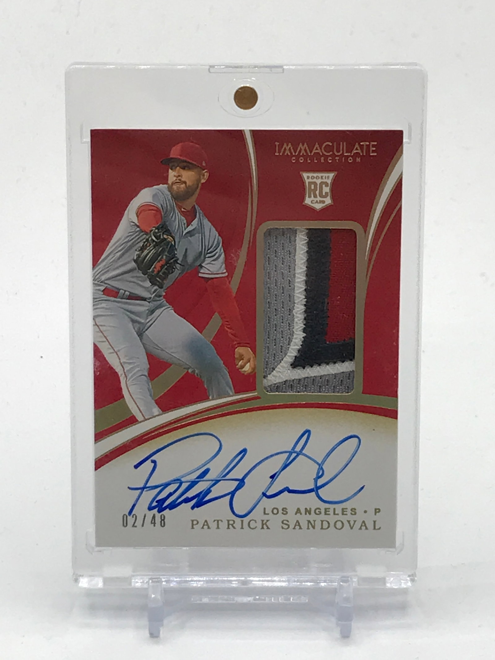2020 PANINI IMMACULATE BASEBALL PATRICK SANDOVAL SIGNED ROOKIE PATCH TRADING CARD 02/48 (1 of 2)