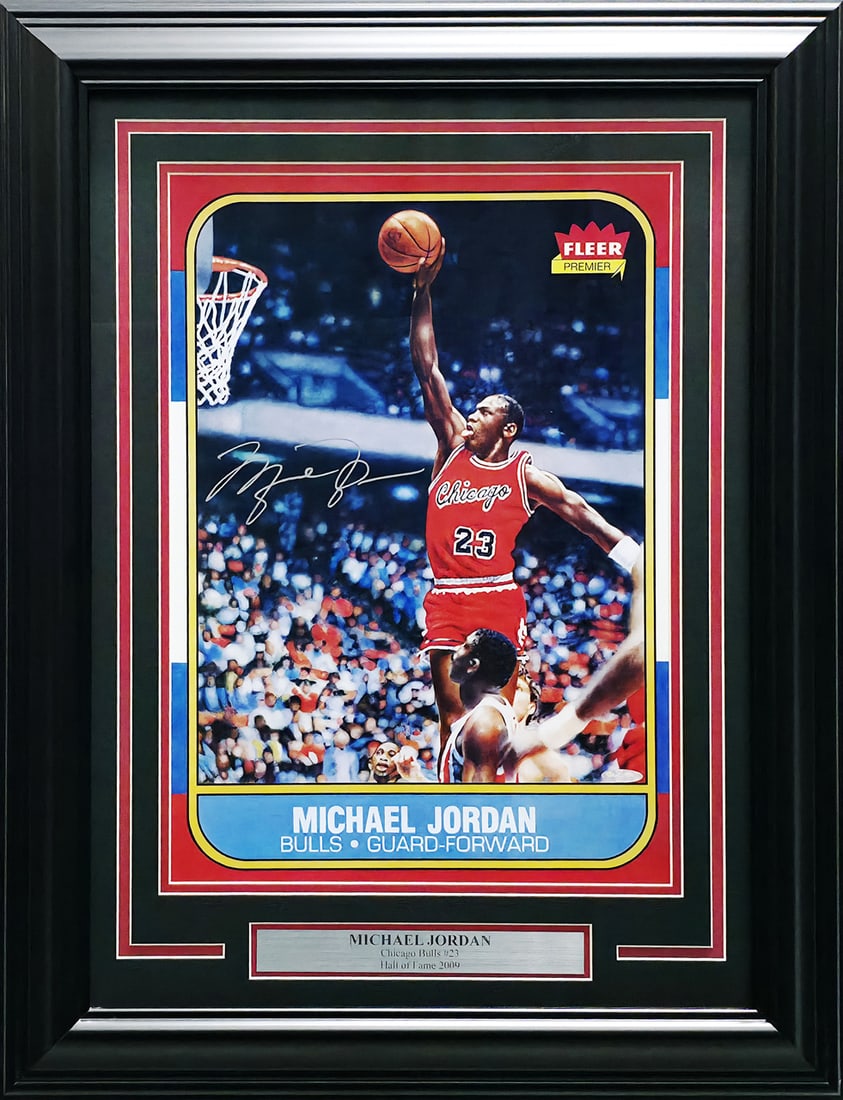 MICHAEL JORDAN SIGNED AND FRAMED ROOKIE CARD 8 X 10 (UPPER DECK COA): Prices are in Canadian dollars