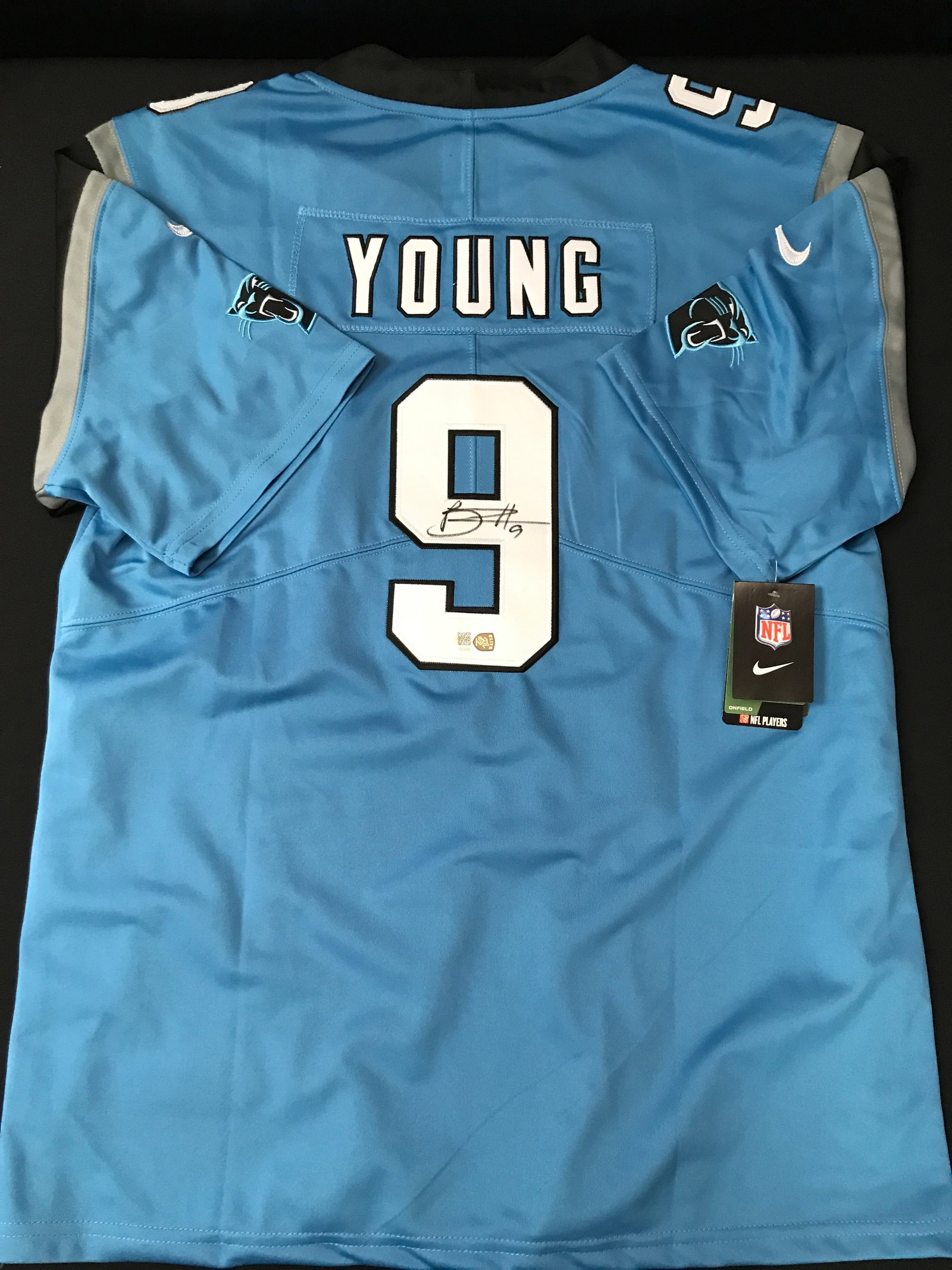 BRYCE YOUNG SIGNED CAROLINA PANTHERS CUSTOM JERSEY - ELITE COA: Prices are in Canadian dollars