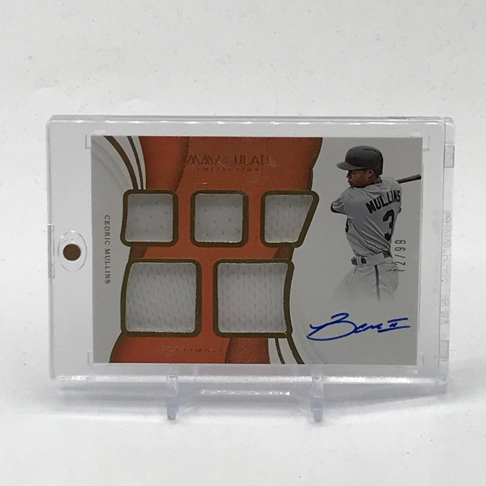 2018 PANINI IMMACULATE COLLECTION BASEBALL CEDRIC MULLINS SIGNED PATCH TRADING CARD 72/99 (1 of 2)
