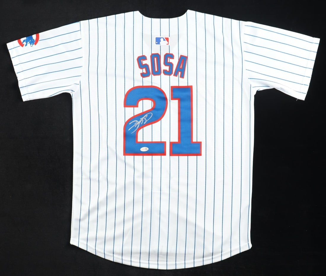 SAMMY SOSA SIGNED CUBS CHICAGO JERSEY - JSA COA: Prices are in Canadian dollars